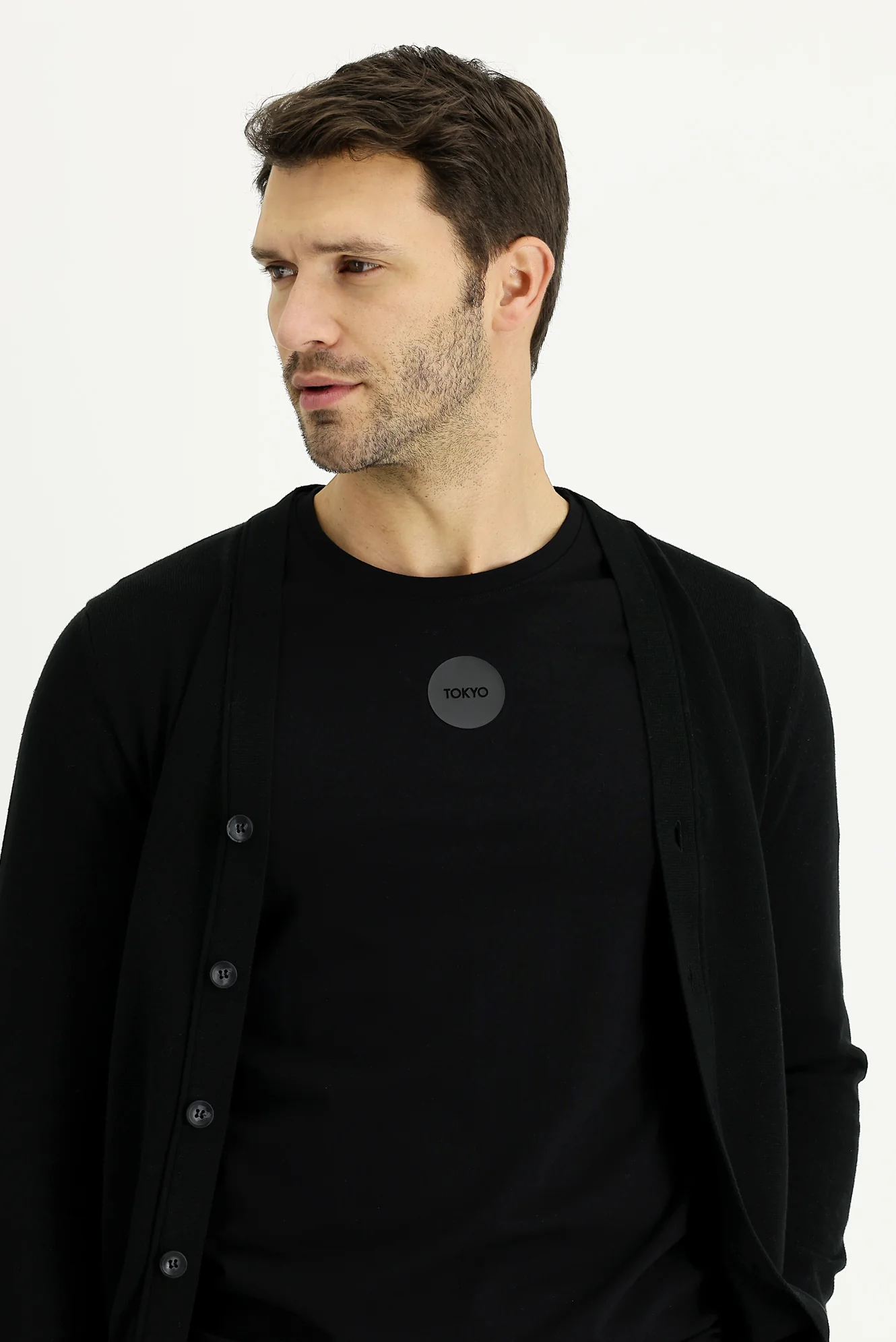 Siyah Regular Fit Triko Hırka - Image 2