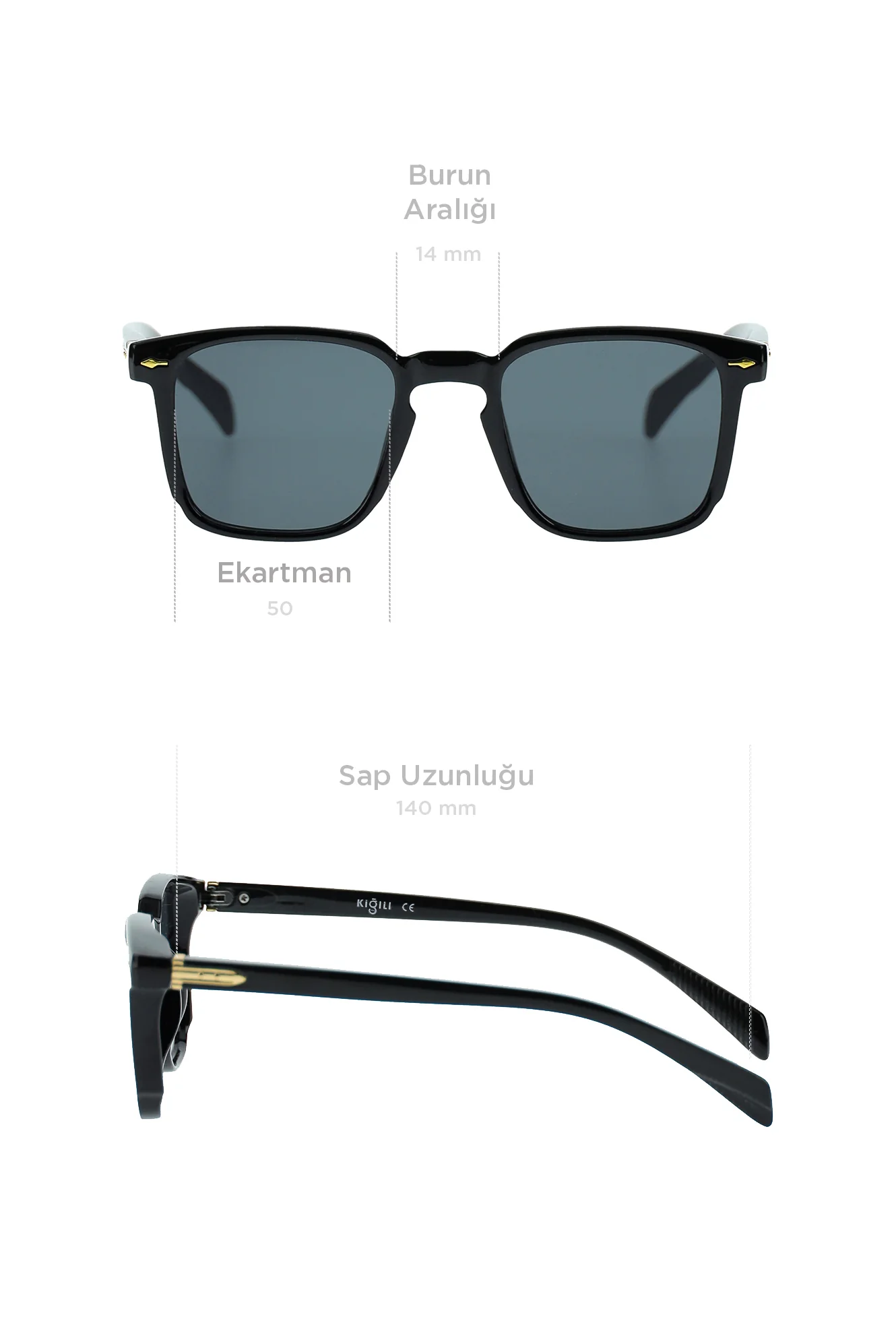 Siyah UV400 Korumalı Kemik Çerçeve Erkek Güneş Gözlüğü - Image 6