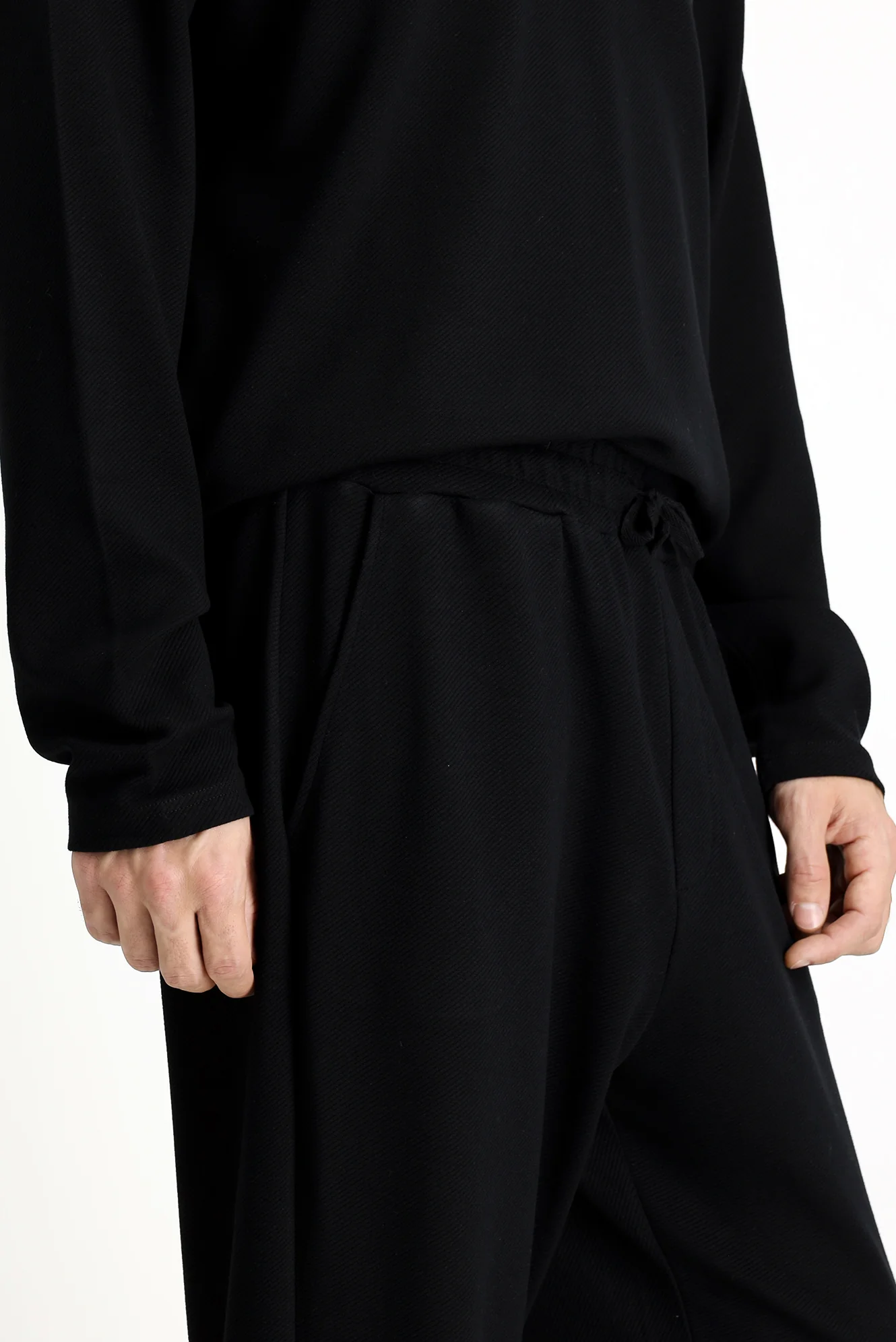 Siyah Uzun Kol Bisiklet Yaka 3'lü Şortlu Pijama Seti - Image 4