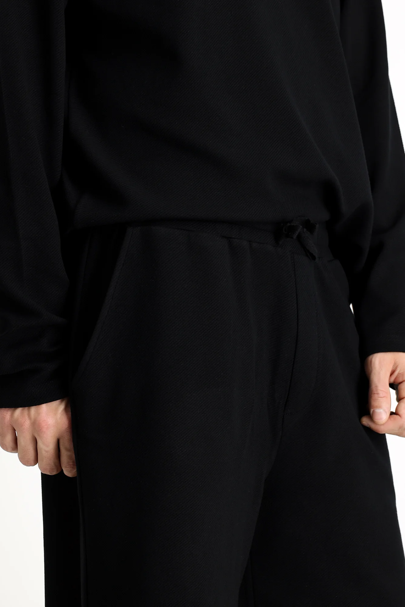 Siyah Uzun Kol Bisiklet Yaka 3'lü Şortlu Pijama Seti - Image 7