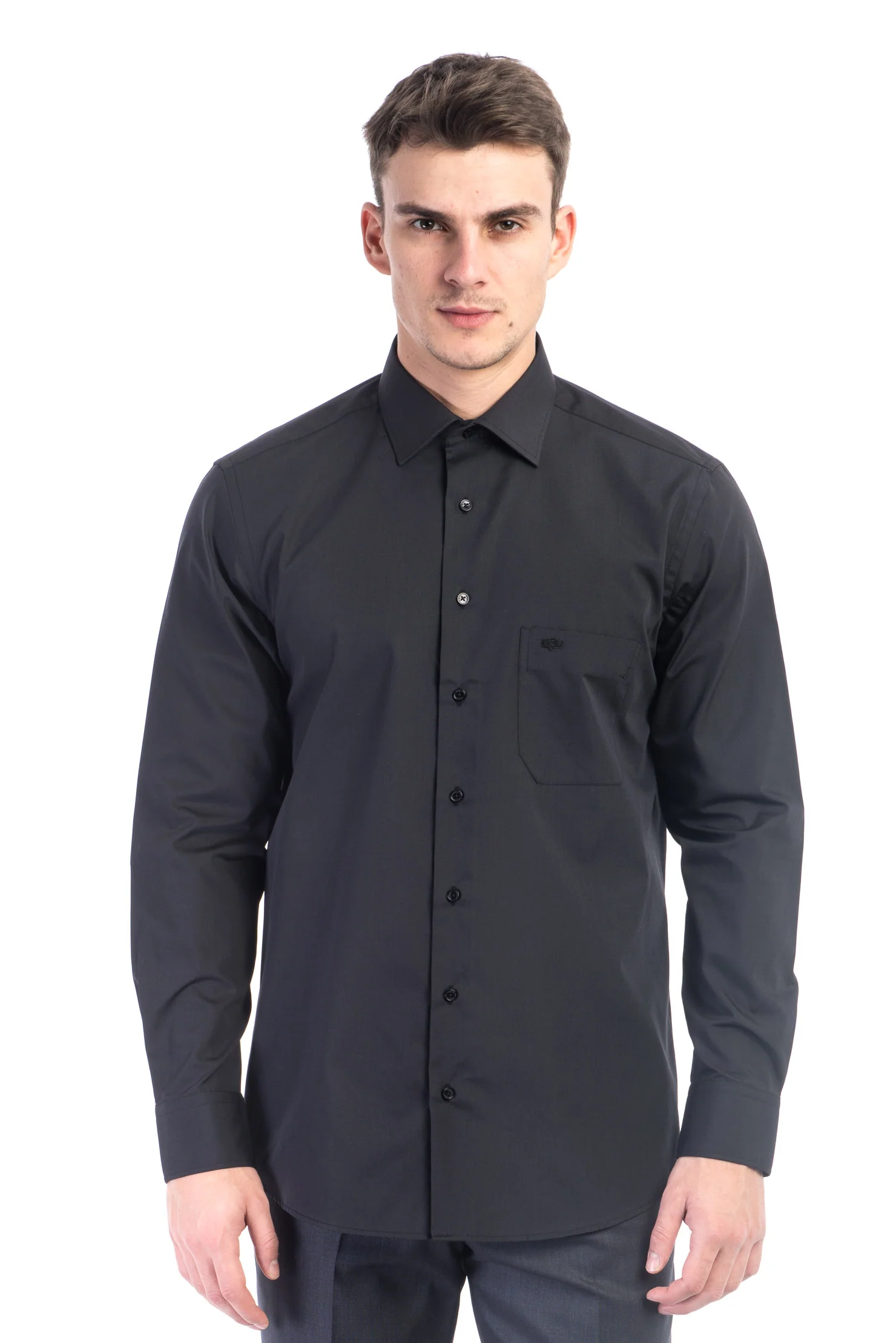 Siyah Tt.Pamuk Polyester Gömlek