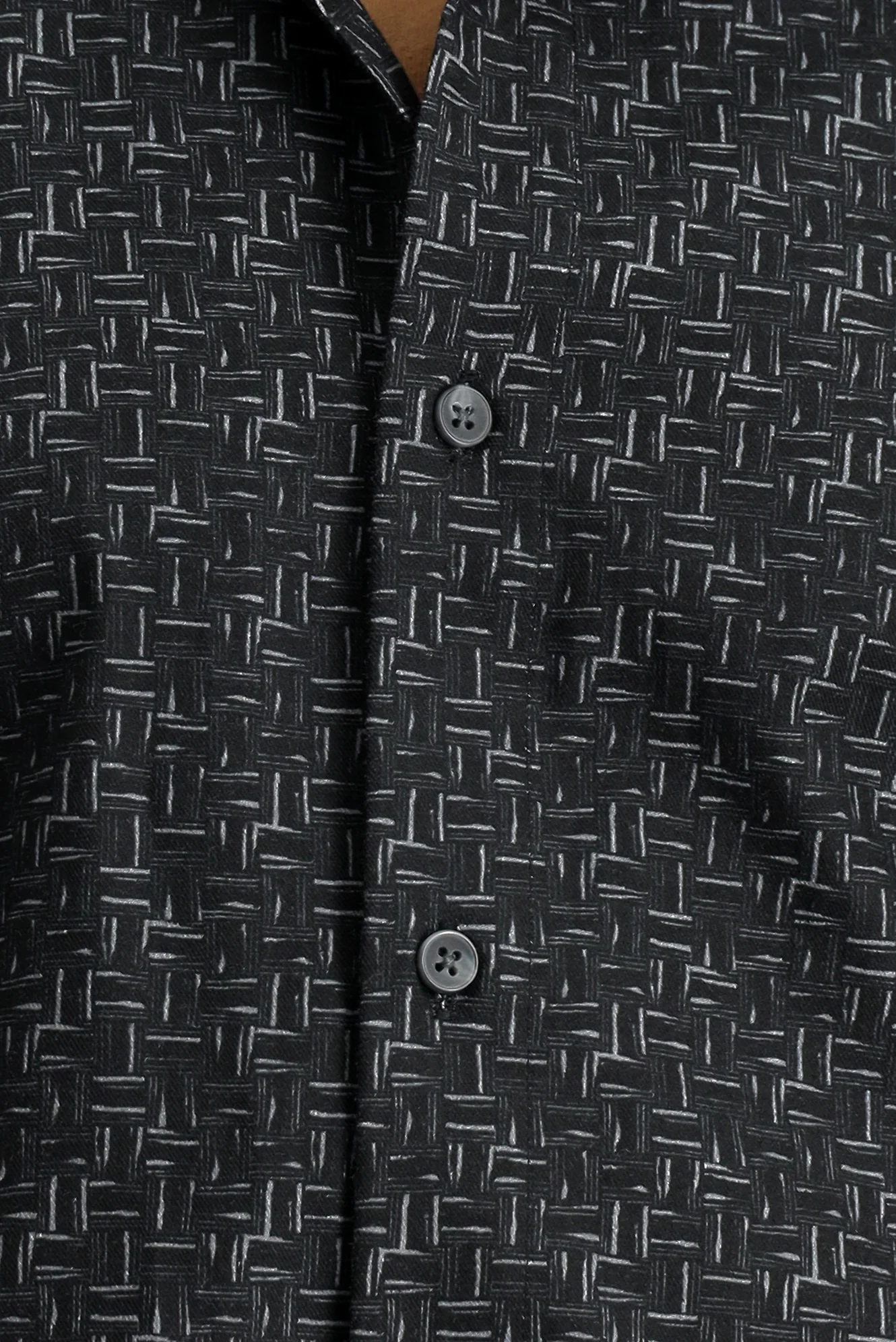 Siyah Uzun Kol Slim Fit Dar Kesim Baskılı Spor Pamuk Gömlek - Image 6