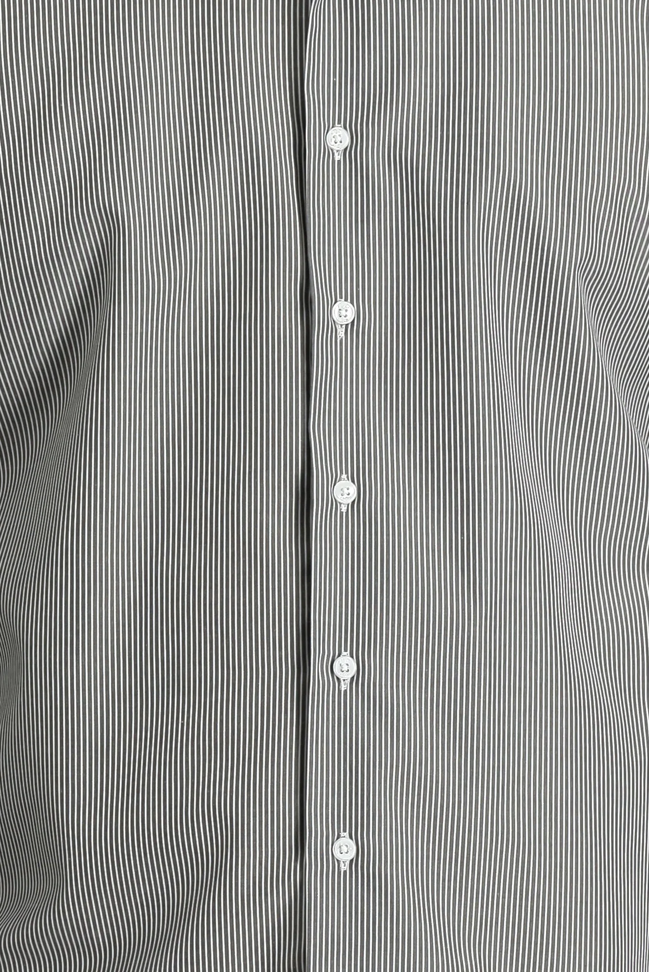 Siyah Uzun Kol Slim Fit Çizgili Gömlek - Image 3