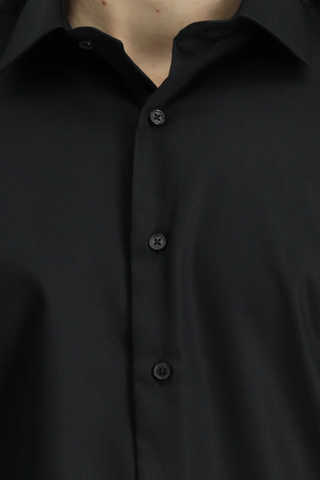 Siyah Uzun Kol Slim Fit Dar Kesim Klasik Non Iron Pamuklu Gömlek - Image 6