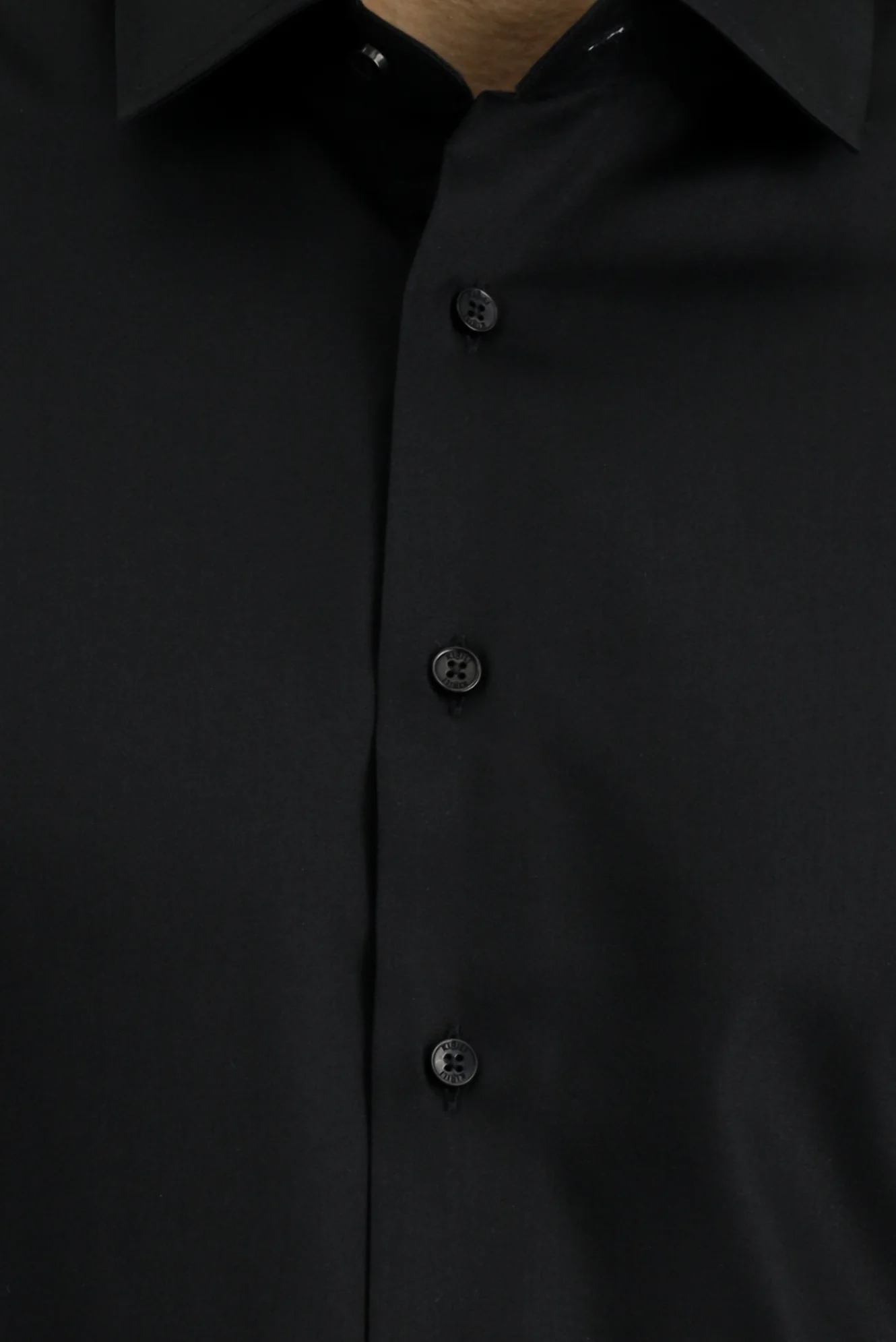 Siyah Uzun Kol Slim Fit Dar Kesim Klasik Non Iron Saten Pamuklu Gömlek - Image 5