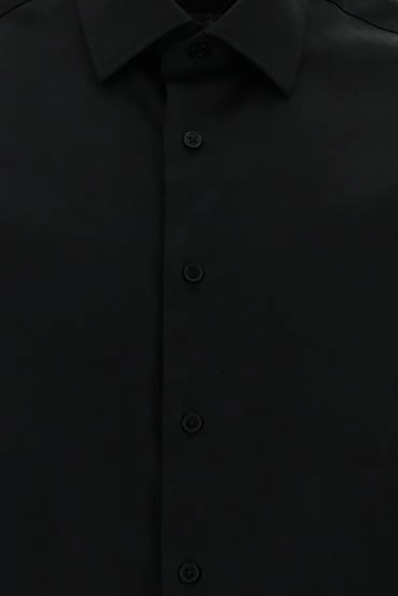 Siyah Uzun Kol Slim Fit Dar Kesim Klasik Nano Care Su İtici Leke Tutmaz 4 Mevsim Pamuk Gömlek - Image 6