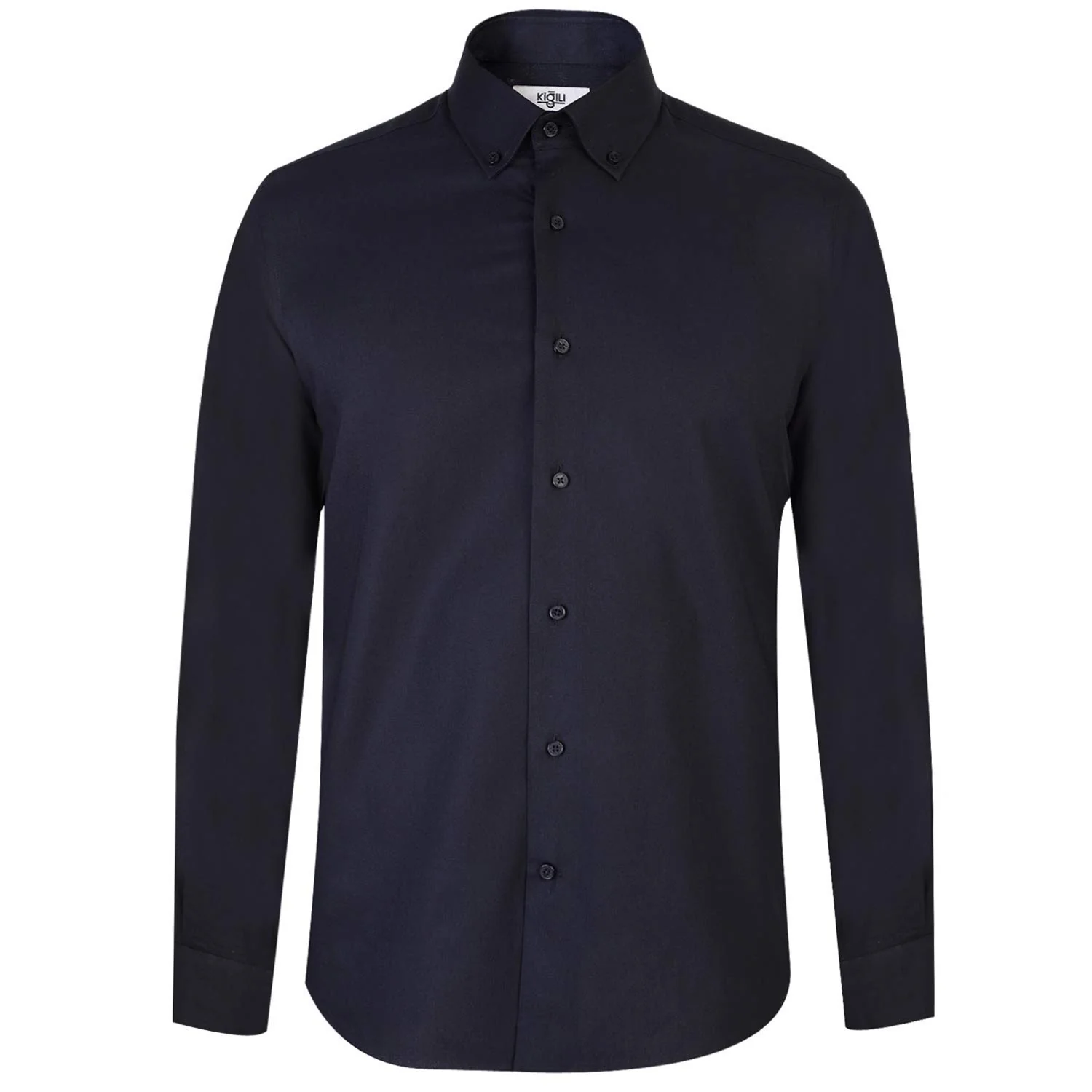 Siyah Uzun Kol Slim Fit Dar Kesim Pamuk Gömlek - Image 7