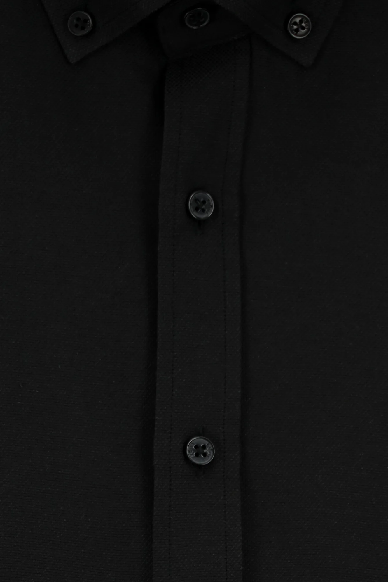 Siyah Uzun Kol Slim Fit Düğmeli Yaka Pamuklu Kolay Ütülenebilir 4 Mevsim Oxford Gömlek - Image 9
