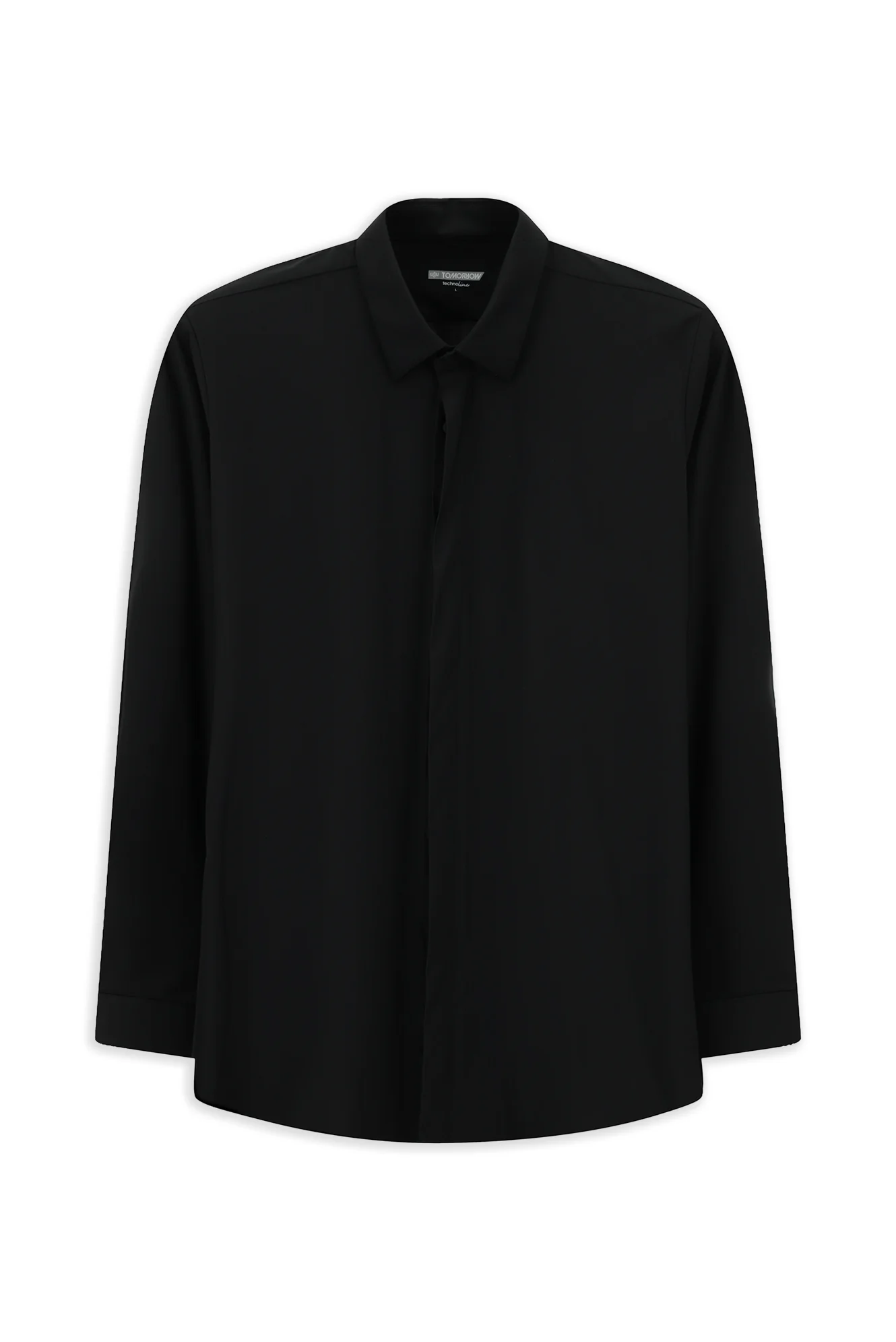 Siyah Techno-Line Uzun Kol Slim Fit Dar Kesim Klasik Likralı Gömlek - Image 7