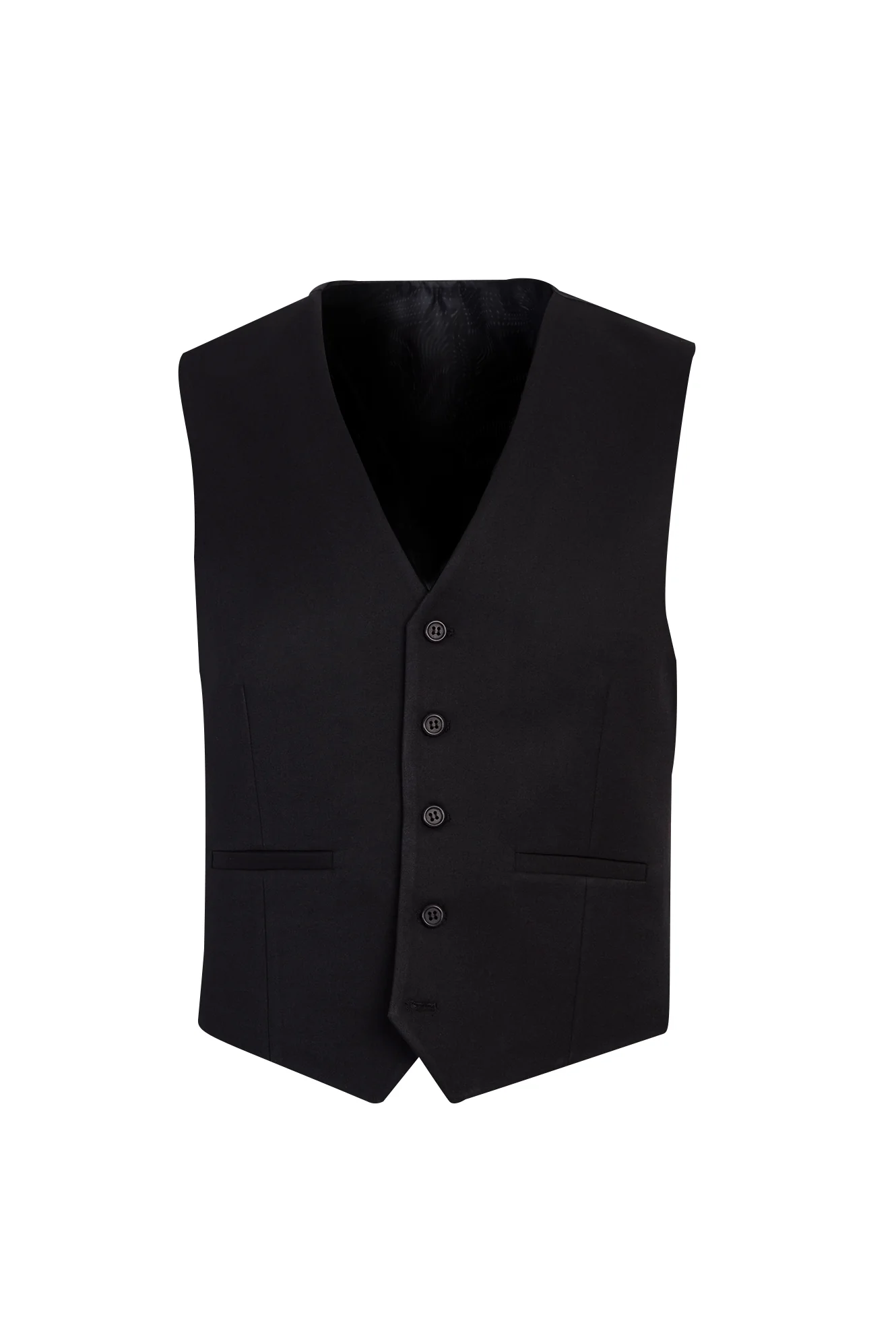 Siyah 4 Drop Relaxed Fit Rahat Kesim Yelekli Takım Elbise - Image 4