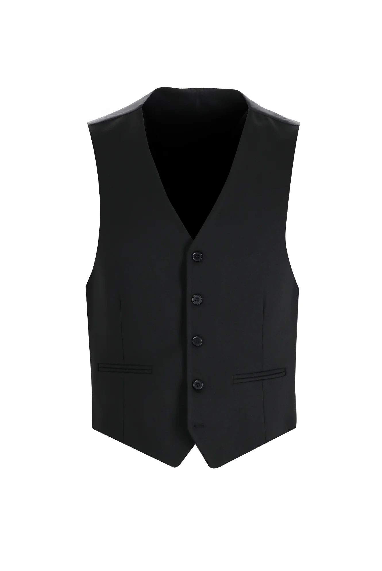 Siyah 7 Drop Slim Fit Dar Kesim Yelekli Takım Elbise - Image 4
