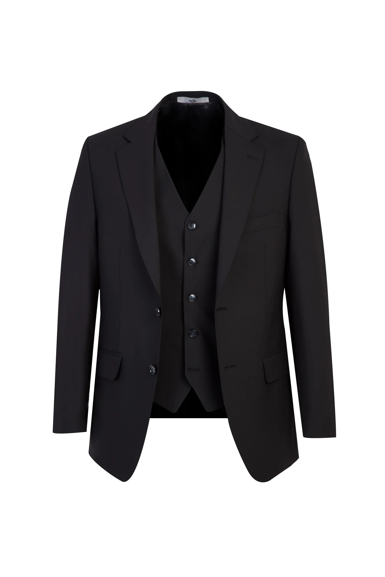 Siyah 7 Drop Slim Fit Dar Kesim Yelekli Takım Elbise - Image 2