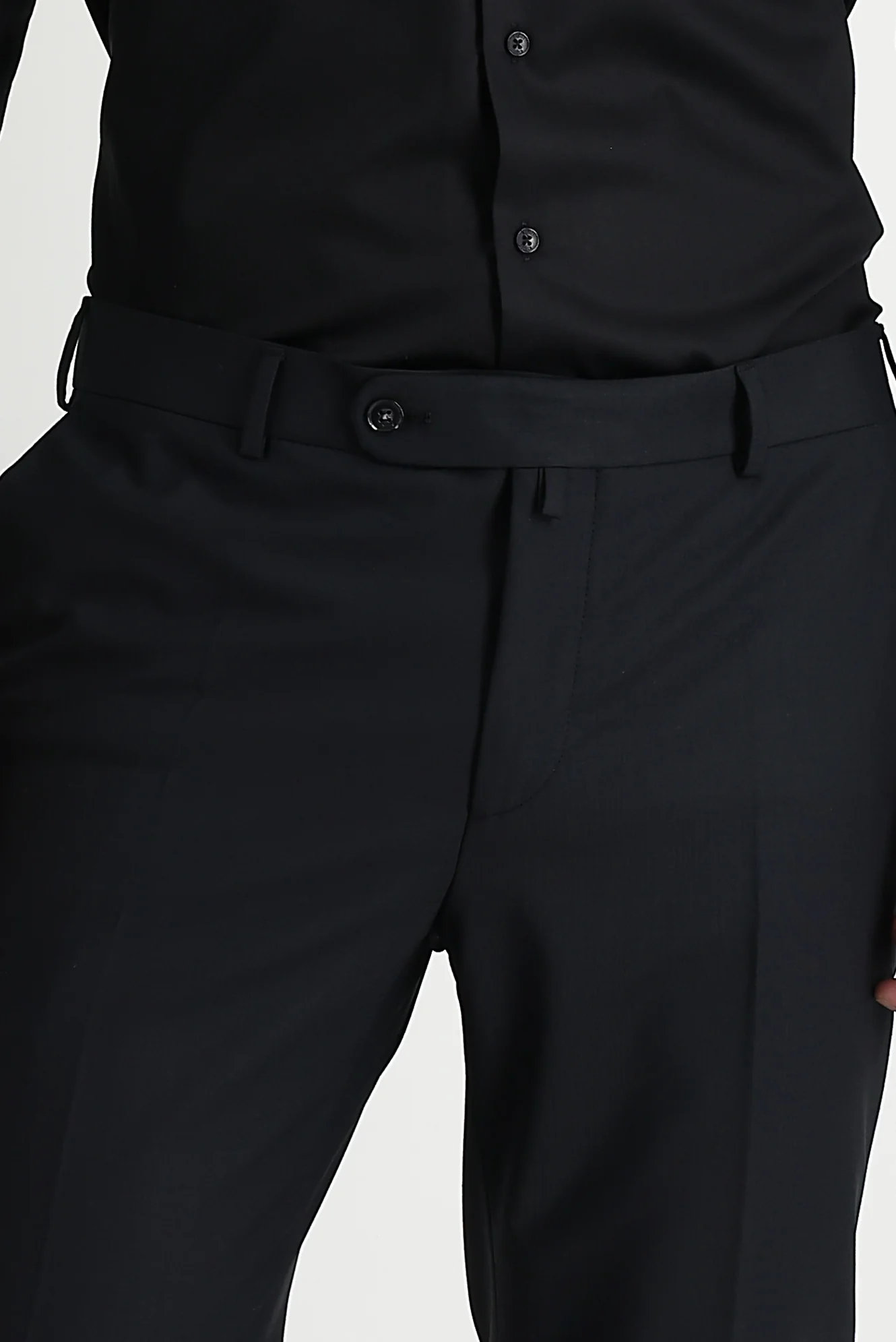 Siyah 6 Drop Regular Fit Standart Kesim Yünlü Klasik Kumaş Pantolon - Image 3