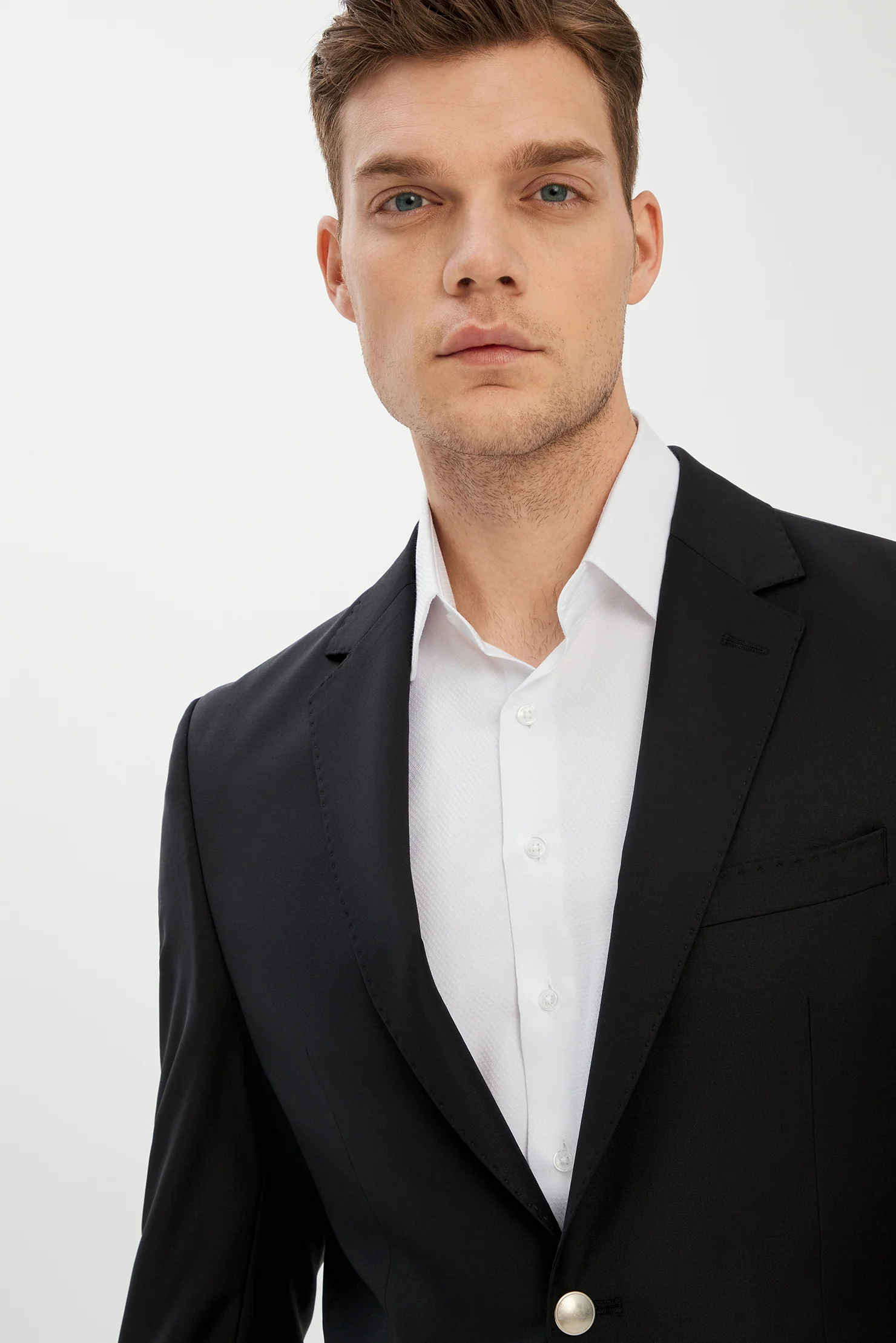 Siyah 8 Drop Long Slim Fit Uzun Dar Kesim Yünlü Blazer Ceket - Image 3