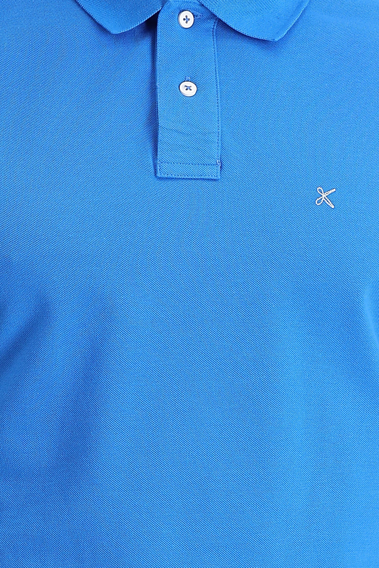 Su Mavisi Polo Yaka Regular Fit Nakışlı Pamuk Tişört - Image 3
