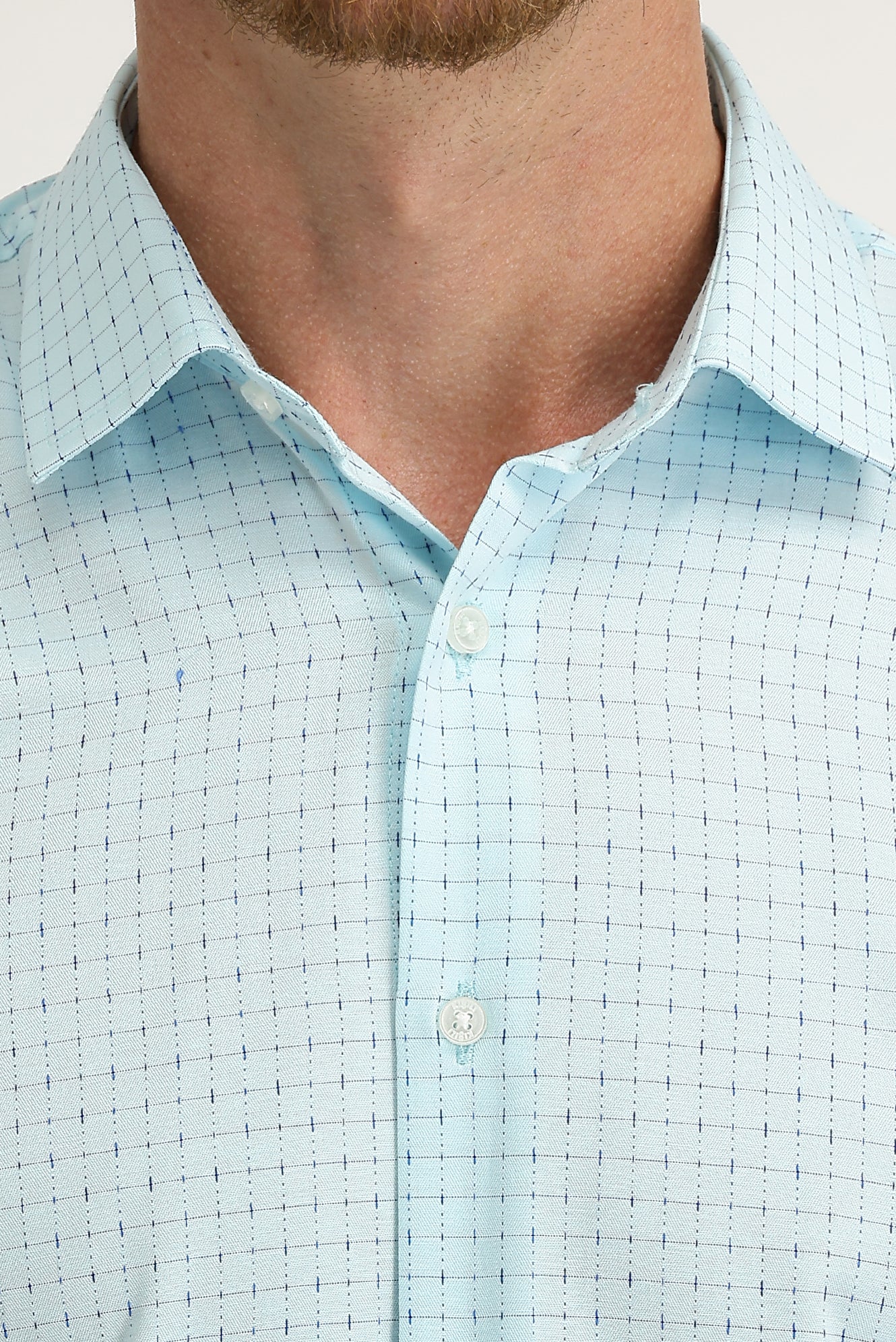 Su Mavisi Uzun Kol Slim Fit Dar Kesim Desenli Gömlek - Image 3
