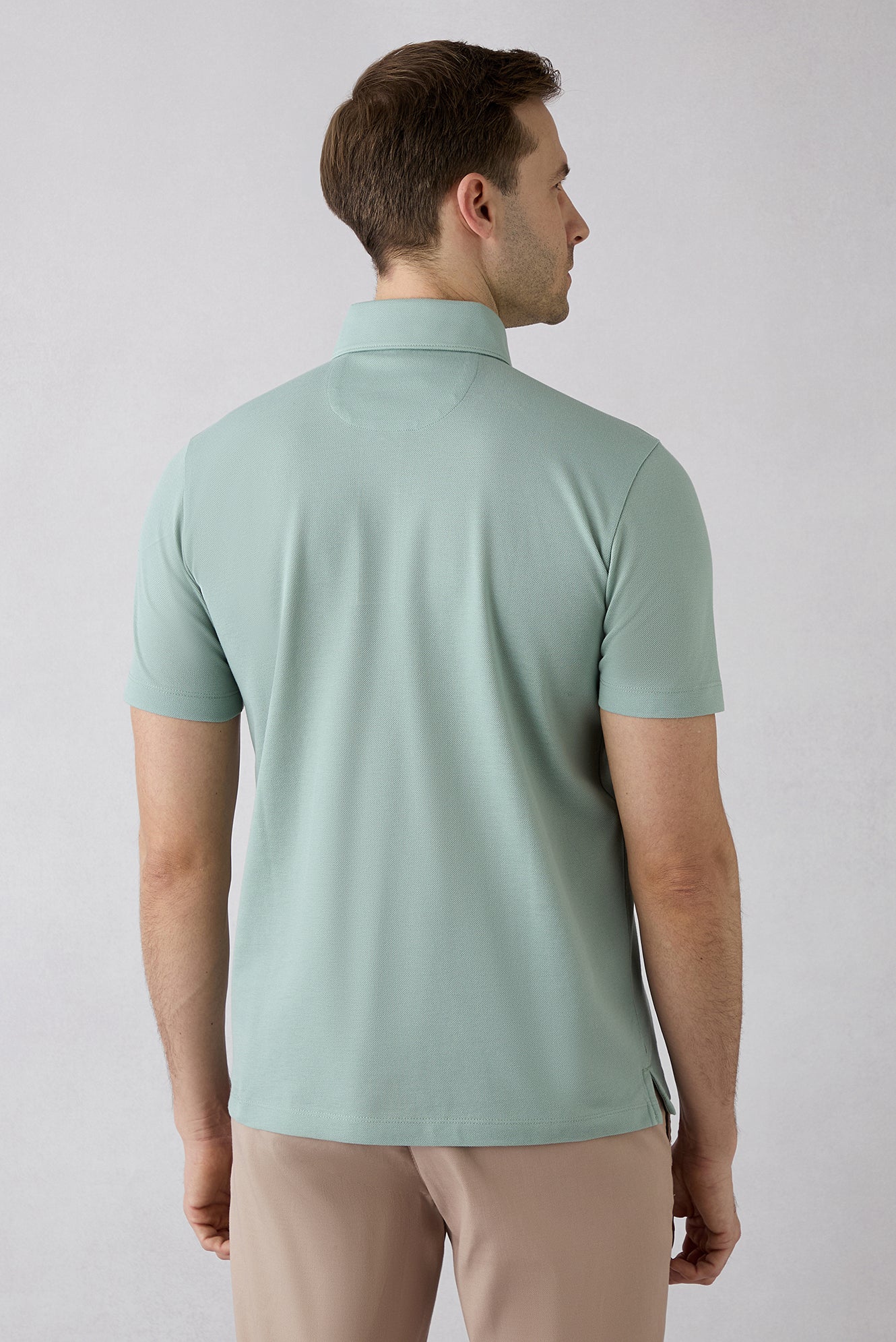 Su Yeşili Regular Fit Pamuk Düğmeli Polo Yaka Tişört - Image 4
