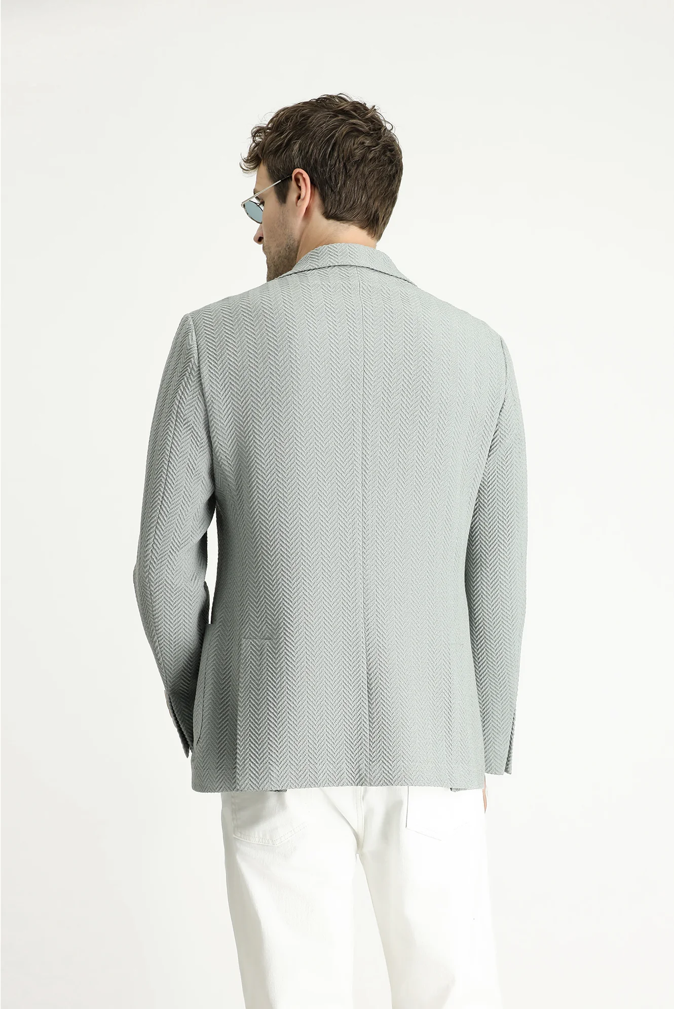 Su Yeşili 7 Drop Slim Fit Dar Kesim Desenli Spor Ceket - Image 4