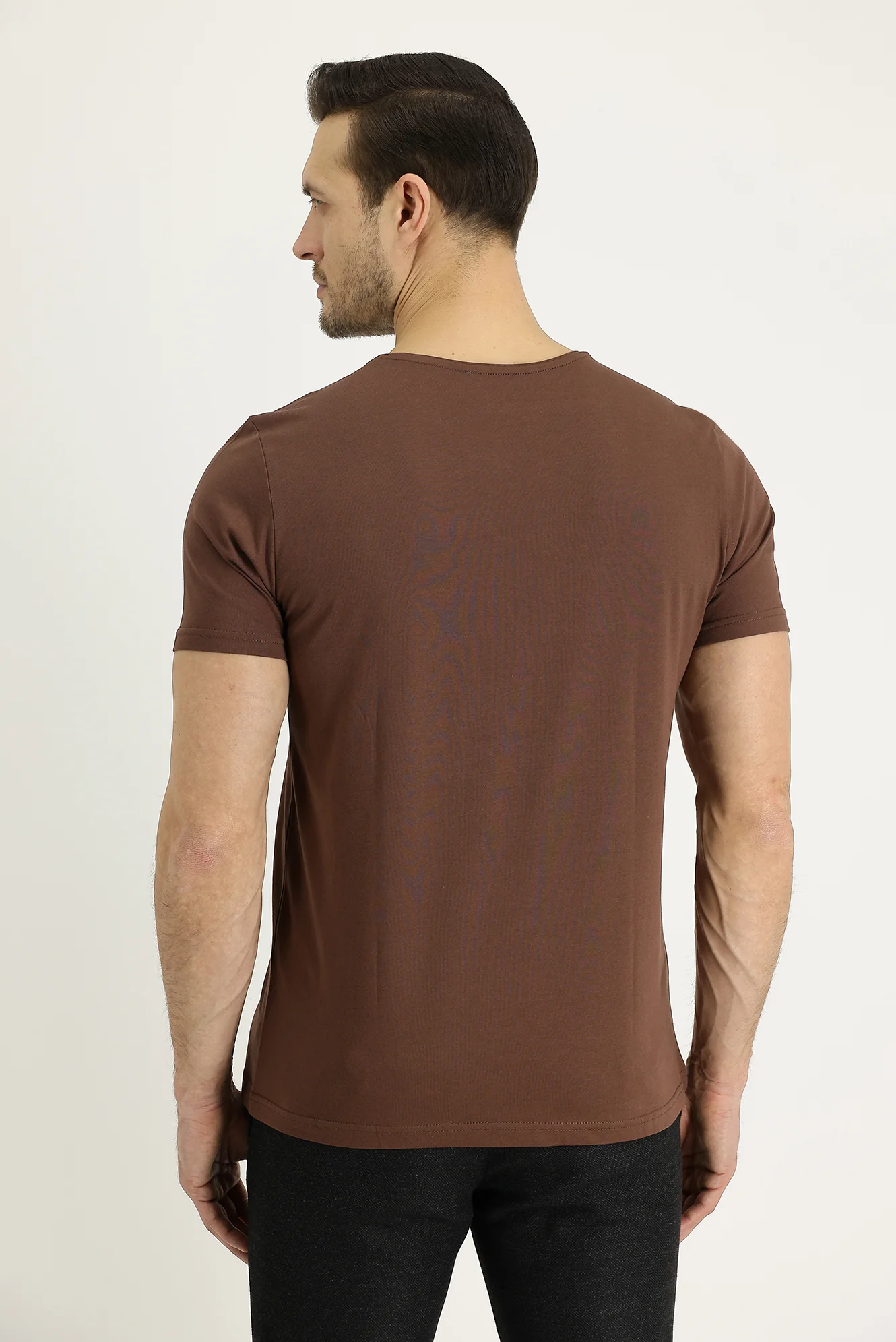 Taba Bisiklet Yaka Regular Fit Süprem Pamuk Tişört - Image 2