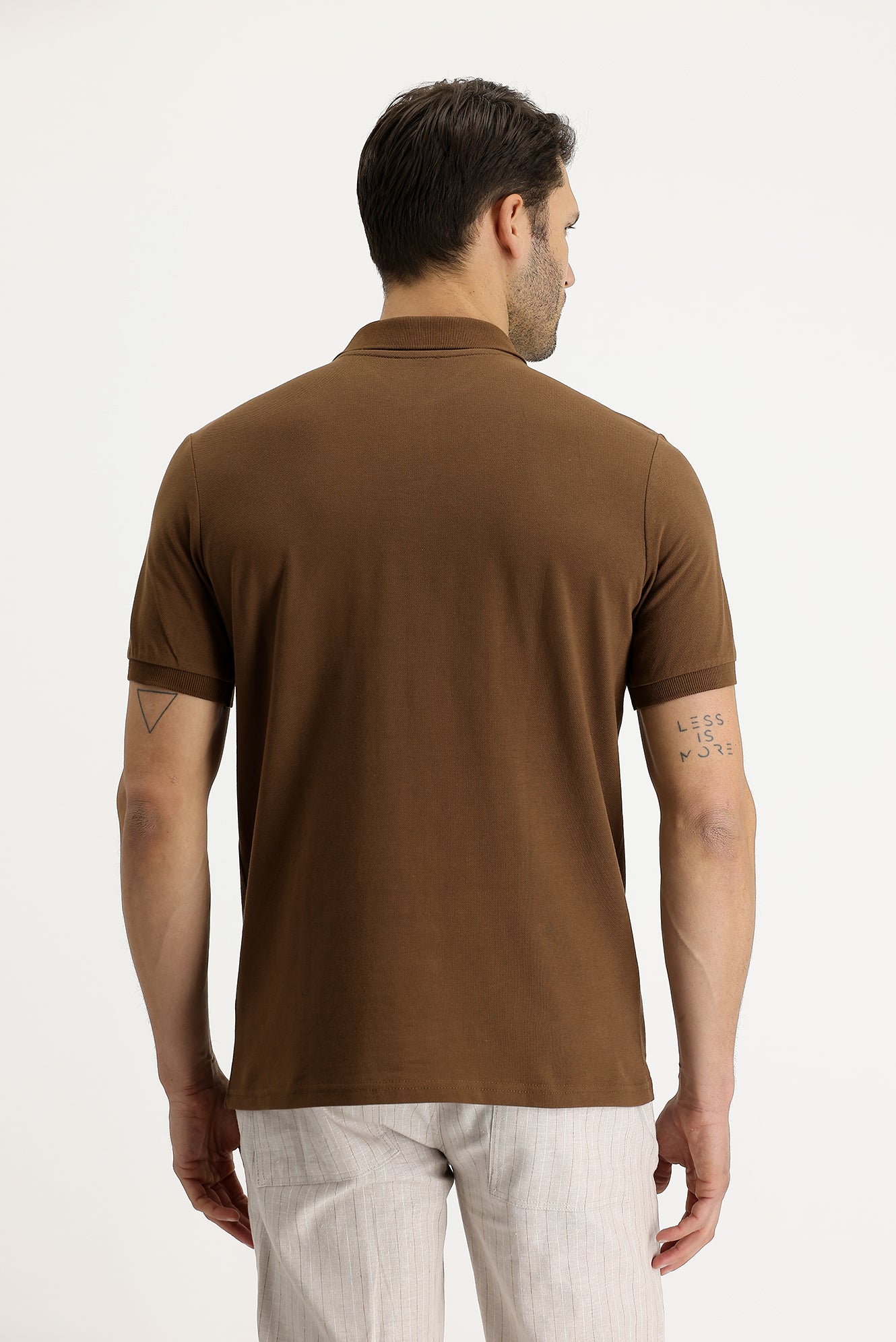 Taba Polo Yaka Regular Fit Nakışlı Pamuk Tişört - Image 3