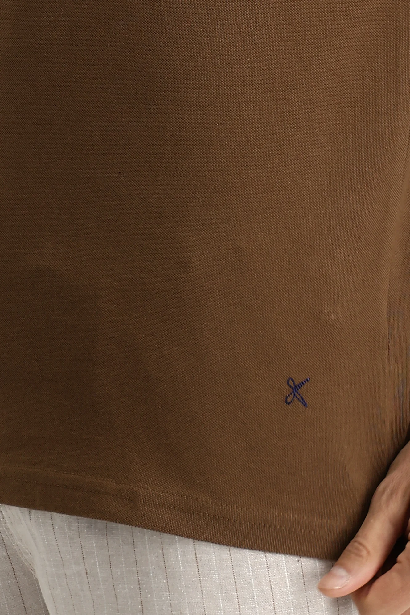 Taba Polo Yaka Regular Fit Nakışlı Pamuk Tişört - Image 4