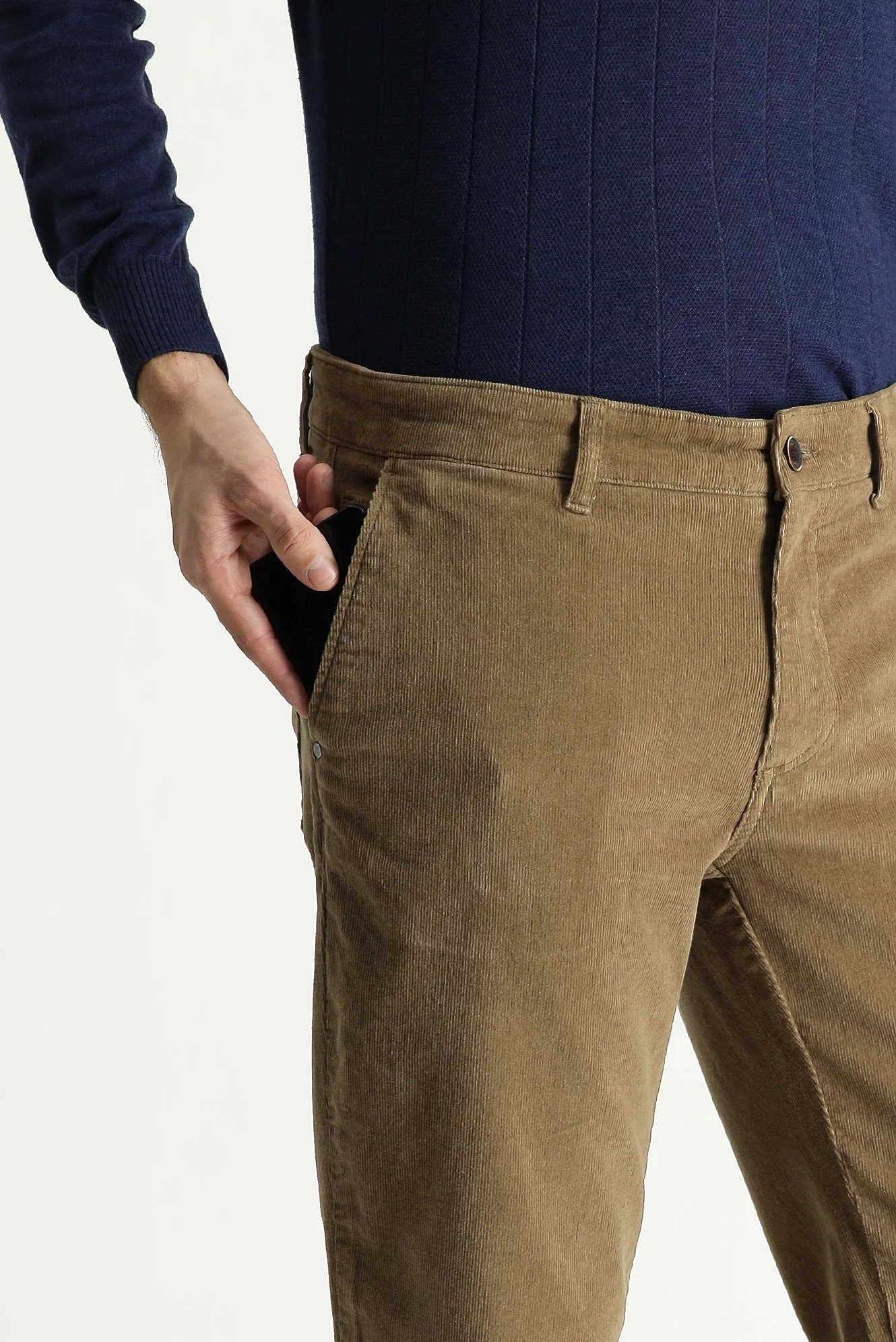 Taba Relaxed Fit Rahat Kesim Likralı Kadife Pantolon - Image 4