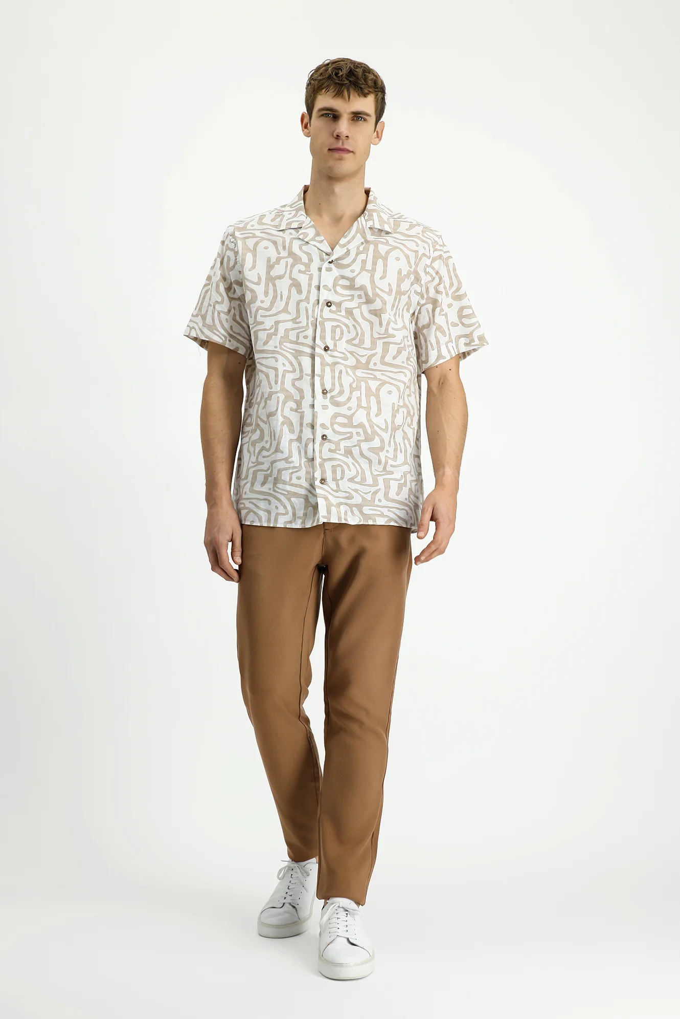 Taba Slim Fit Dar Kesim Beli Lastikli Lyocell Kanvas / Chino Pantolon - Image 3