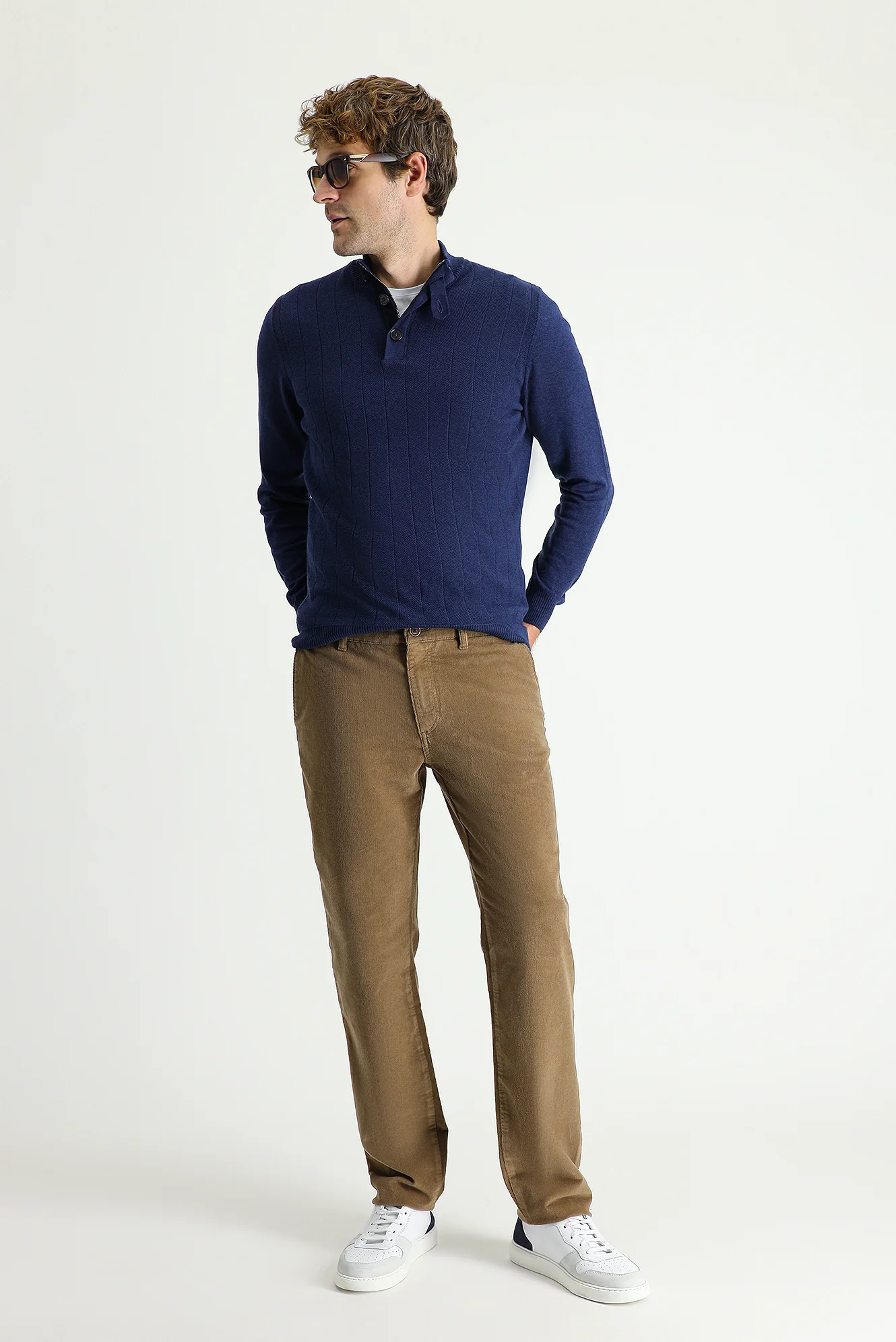 Taba Slim Fit Dar Kesim Likralı Kadife Pantolon