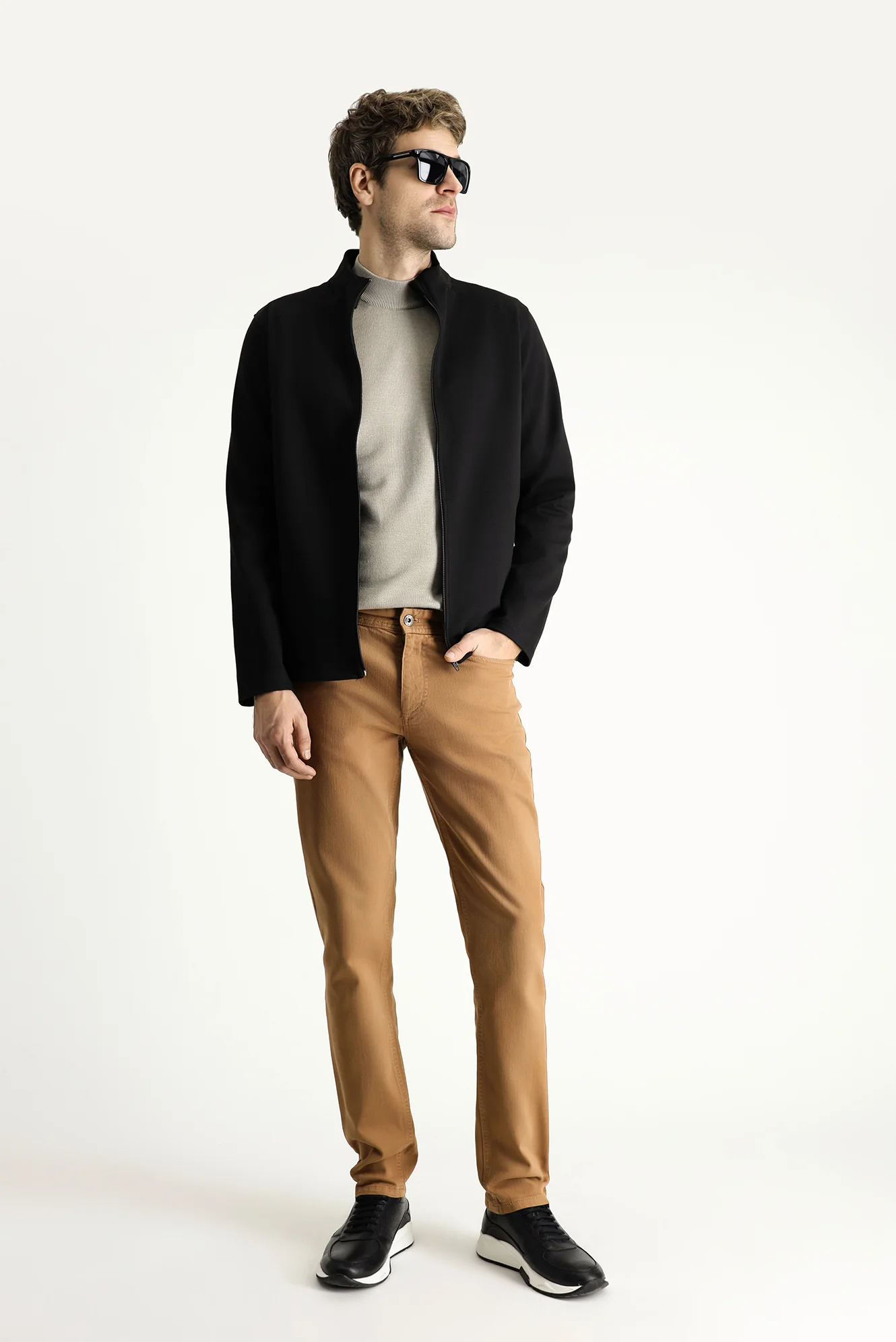 Taba Slim Fit Dar Kesim Likralı Kanvas / Chino Pantolon - Image 2