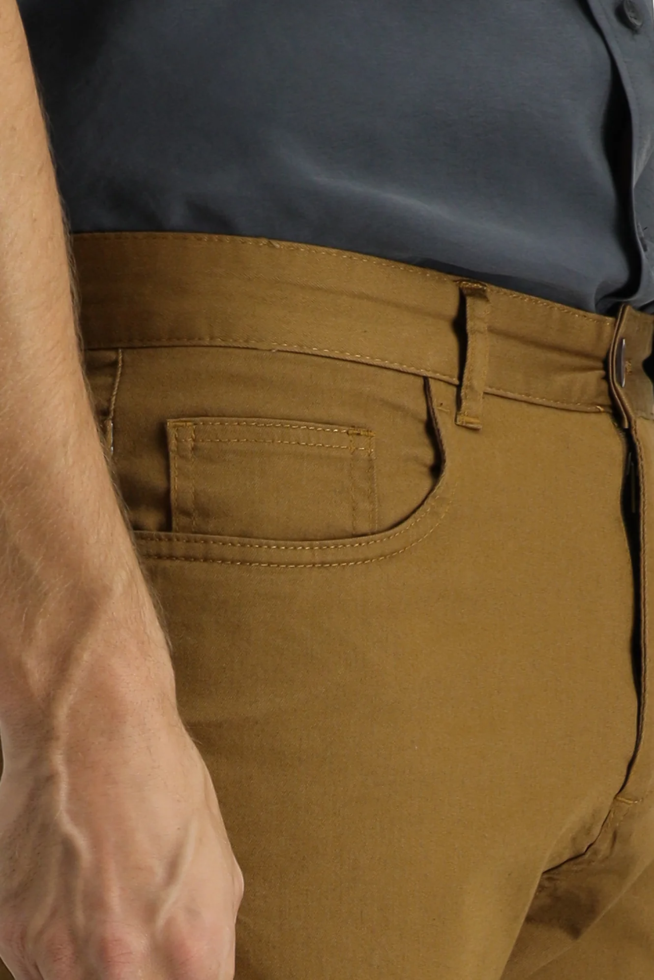 Taba Slim Fit Dar Kesim Likralı Kanvas / Chino Pantolon - Image 4