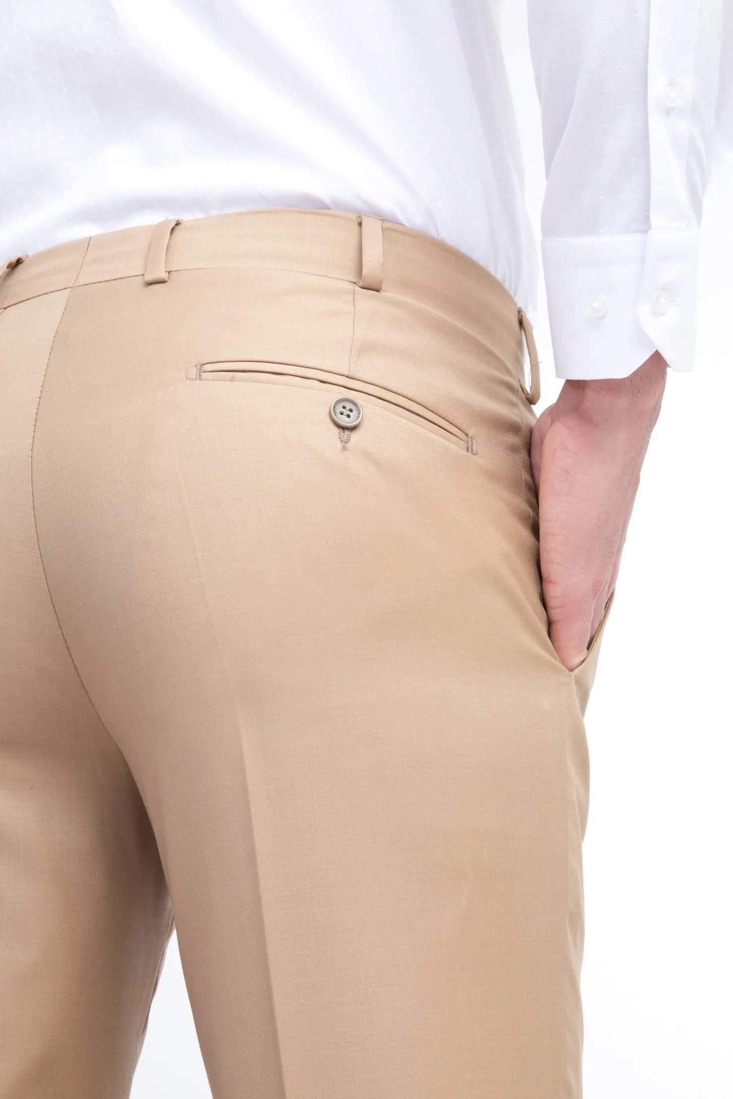 Taba 7 Drop Slim Fit Dar Kesim Yünlü Klasik Kumaş Pantolon - Image 4