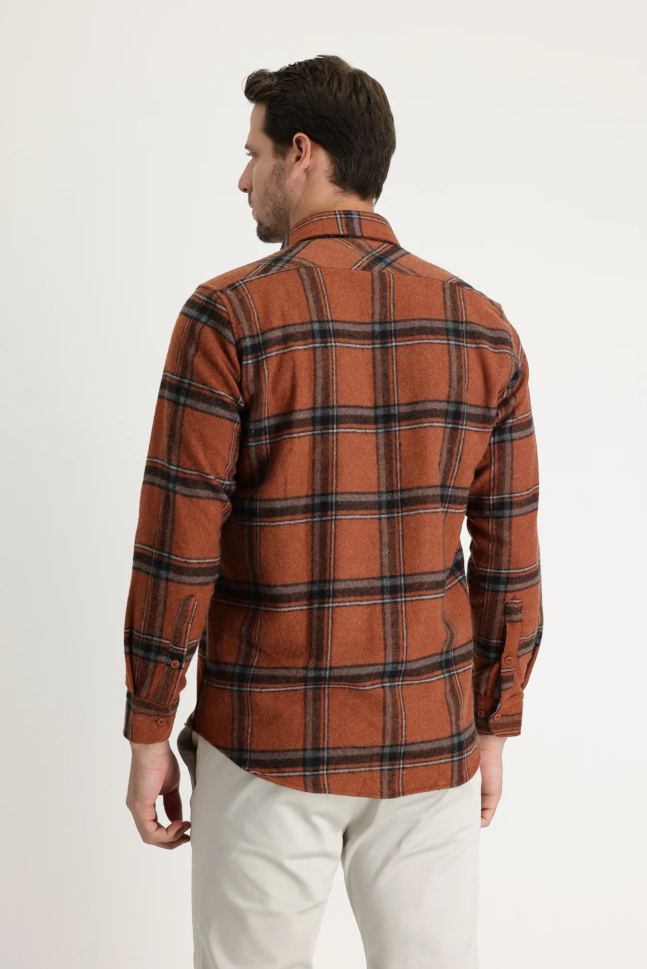 Taba Uzun Kol Regular Fit Ekose Shacket Oduncu Pamuklu Gömlek - Image 3