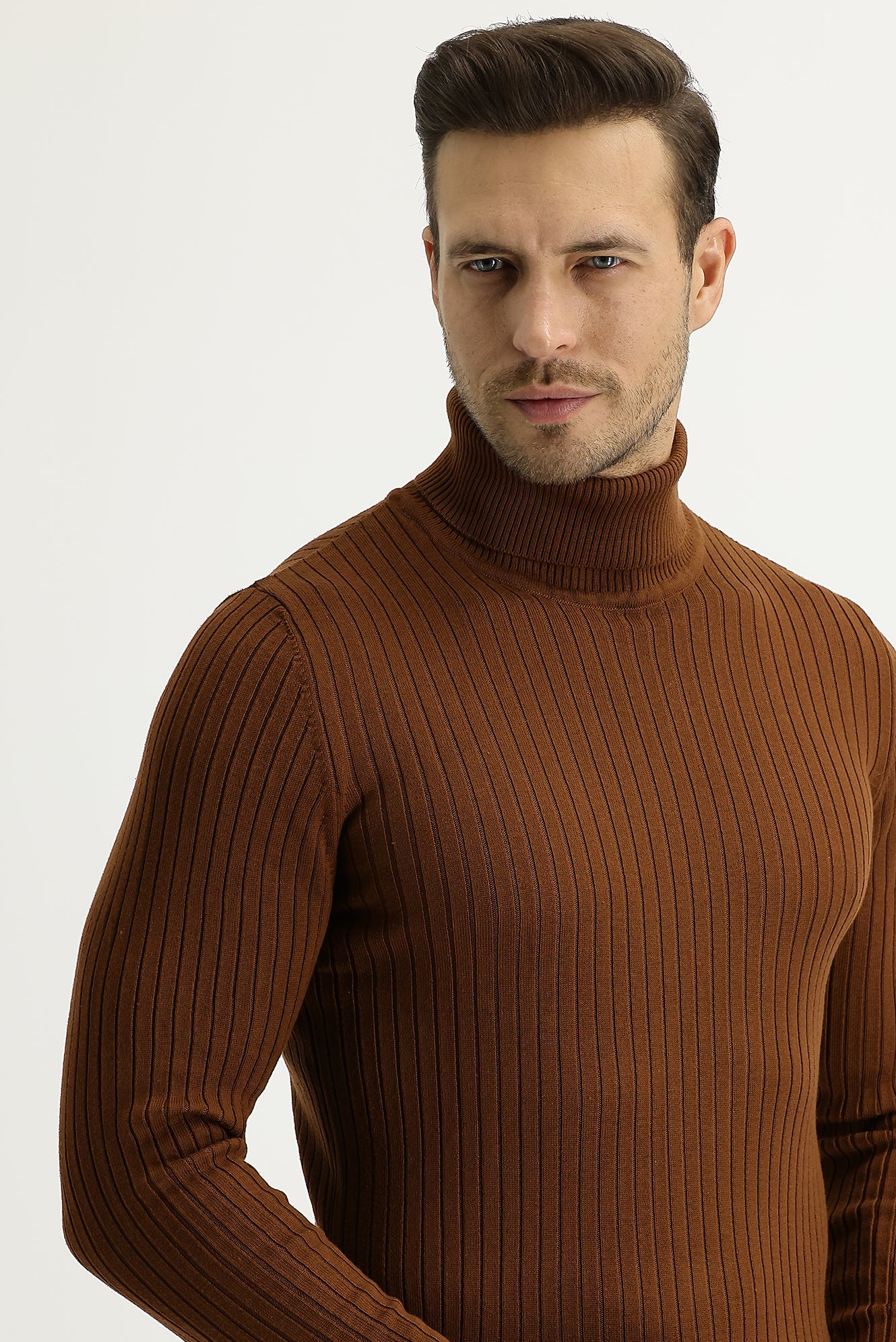 Tarçın Balıkçı Yaka Slim Fit Dar Kesim Triko Kazak