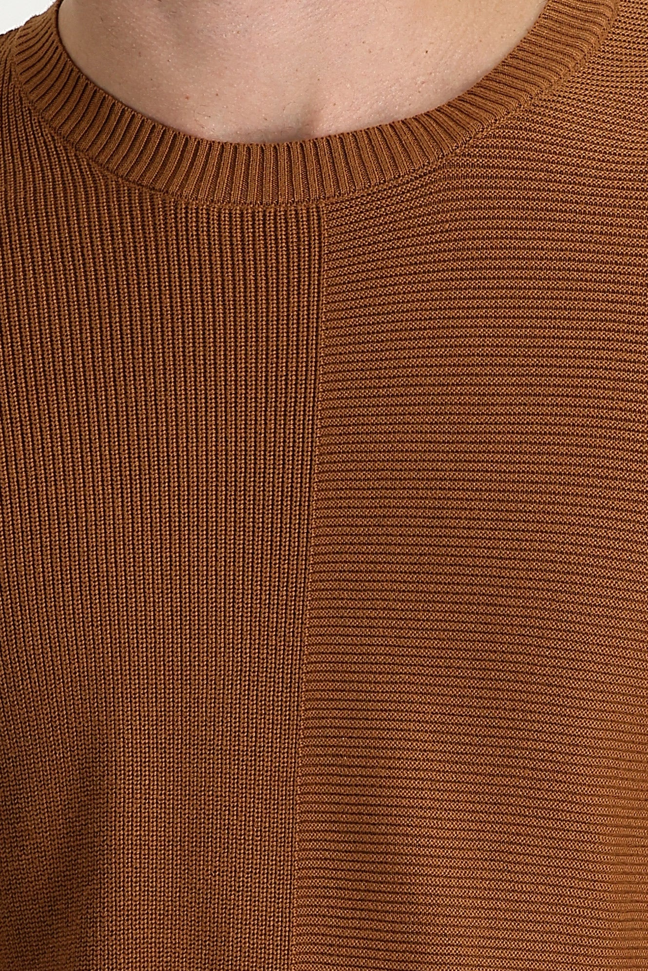 Tarçın Bisiklet Yaka Slim Fit Dar Kesim Desenli Pamuklu Triko Kazak - Image 4