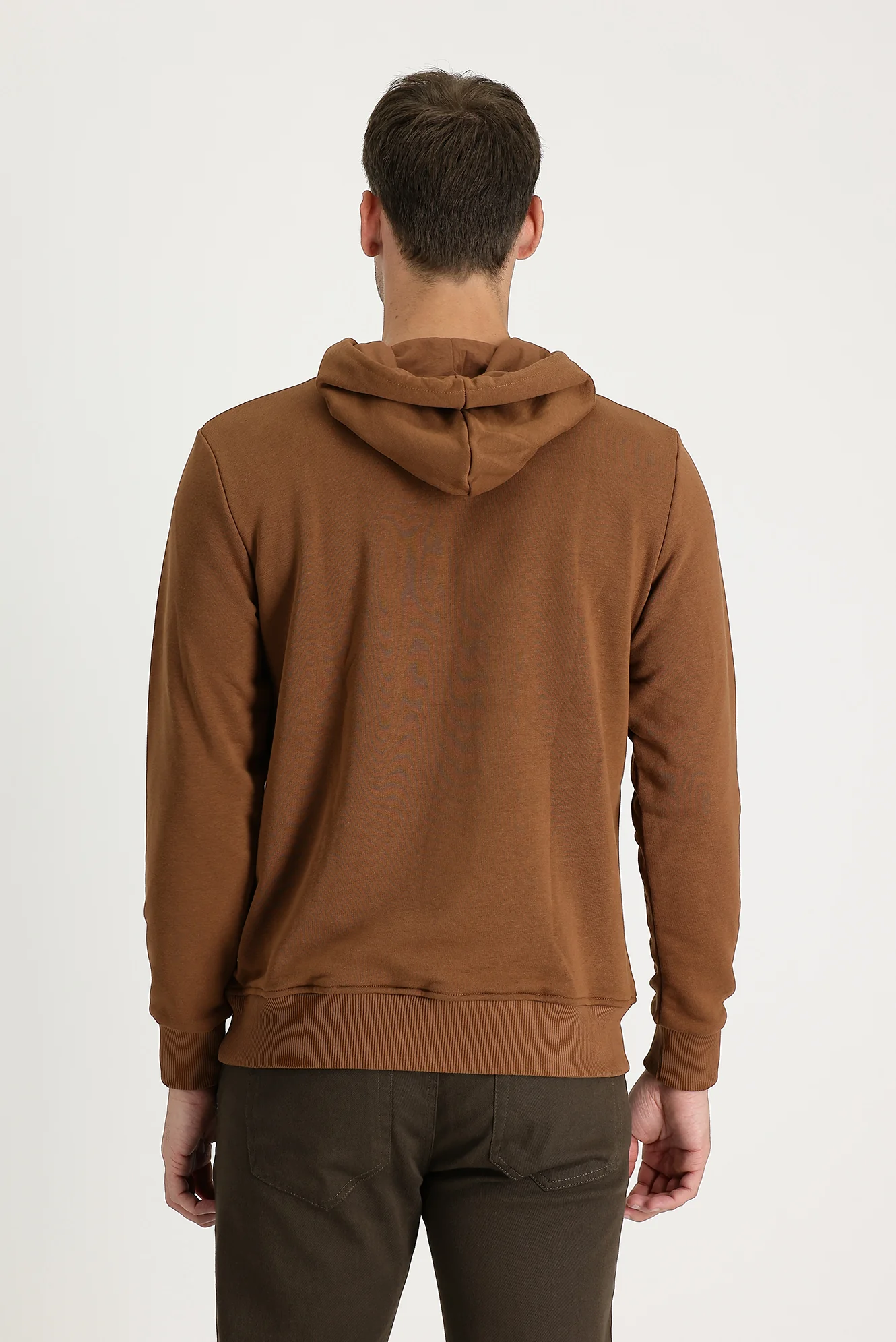 Tarçın Kapüşonlu Slim Fit Dar Kesim Baskılı Sweatshirt - Image 3