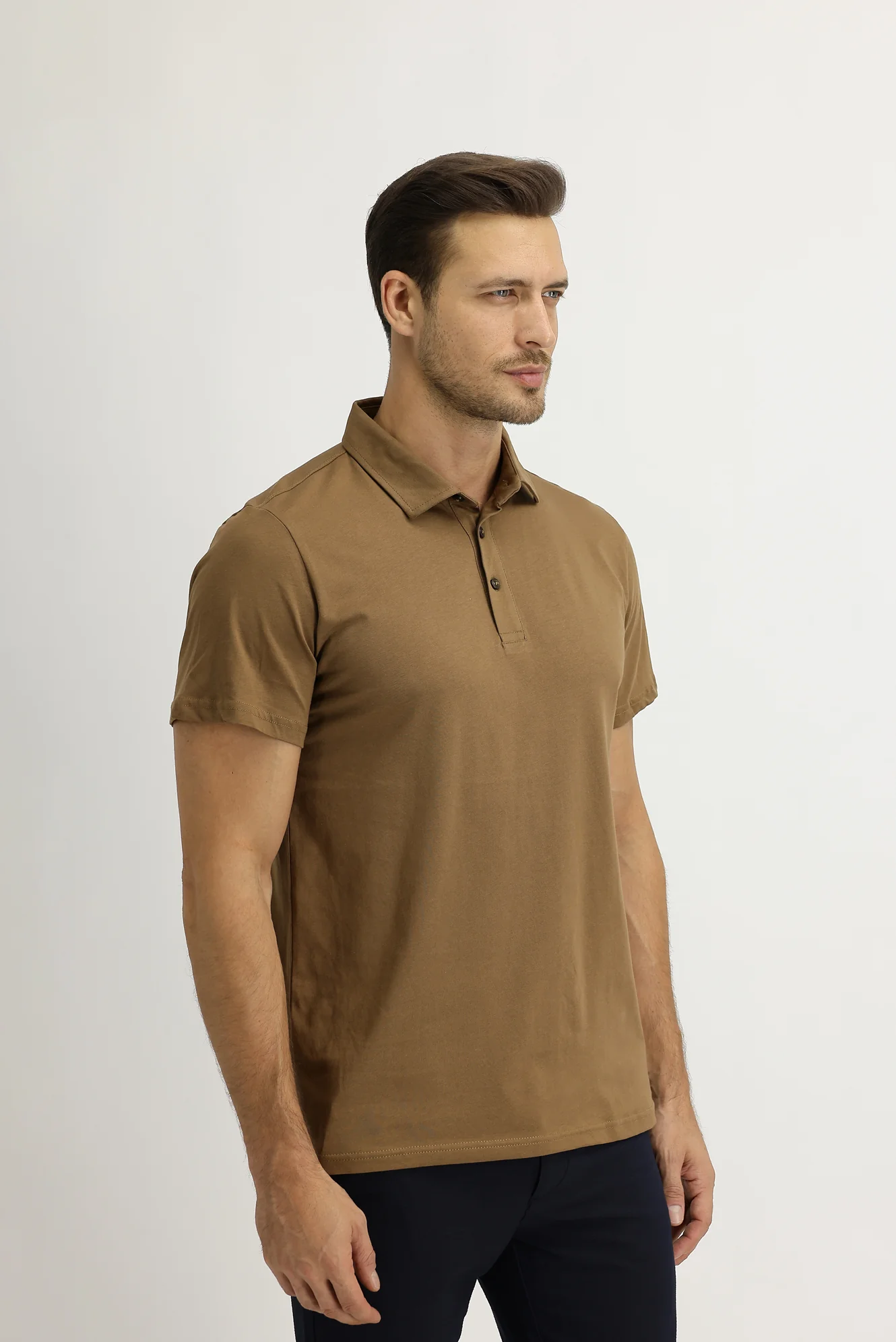 Tarçın Polo Yaka Regular Fit Pamuk Tişört - Image 3