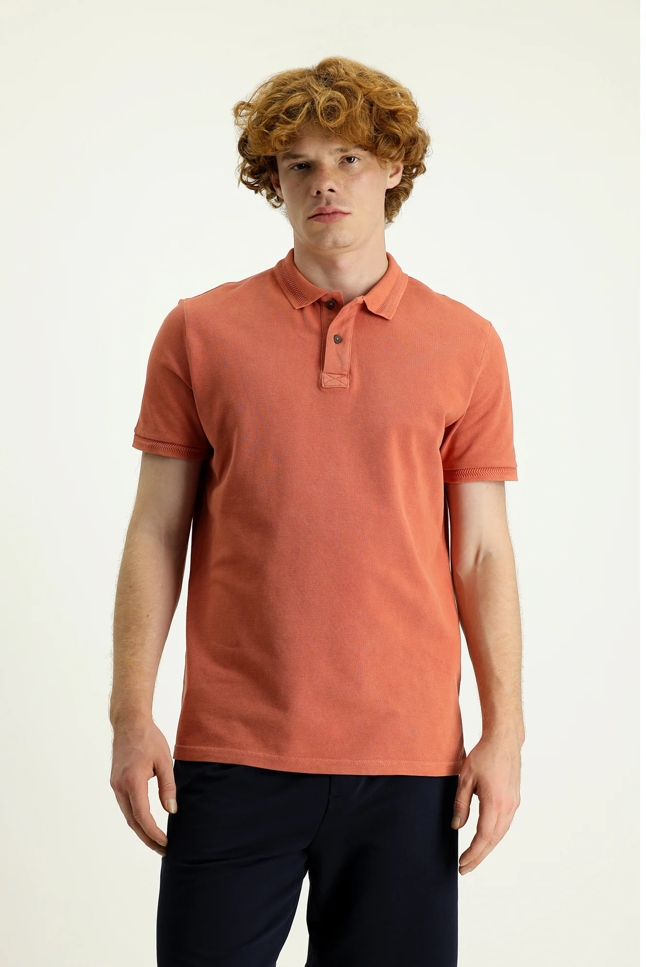 Tarçın Polo Yaka Slim Fit Dar Kesim Nakışlı Pamuk Tişört - Image 2