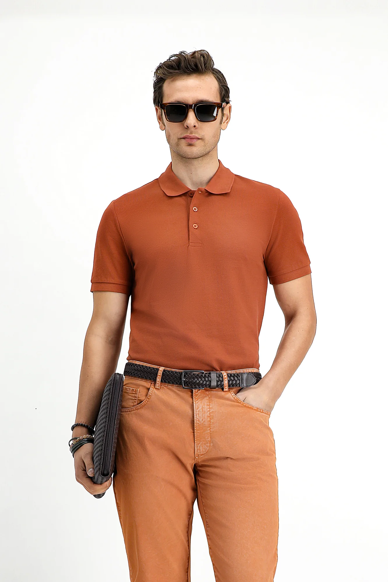 Tarçın Slim Fit Dar Kesim Nakışlı Pamuk Polo Yaka Tişört - Image 3