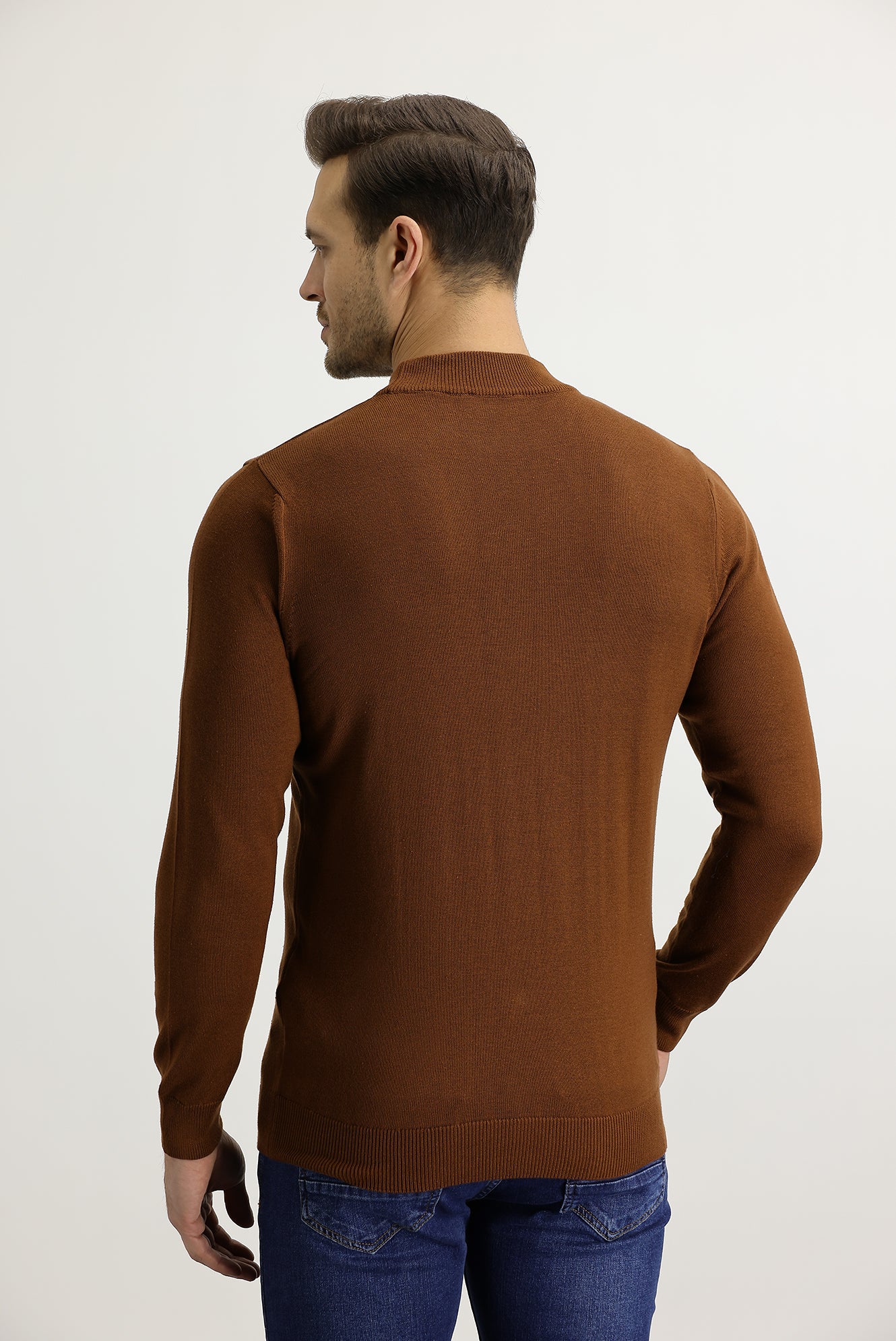 Tarçın  Yarım Balıkçı Yaka Regular Fit Triko Kazak - Image 3
