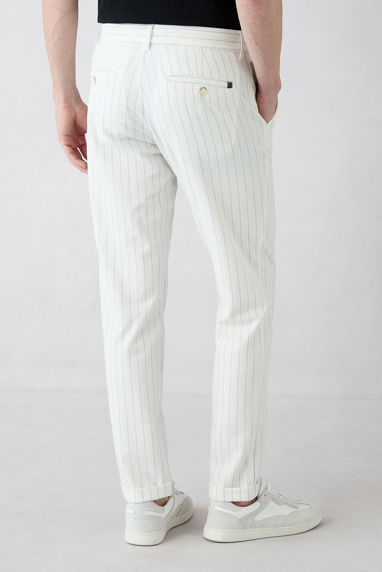 Taş 7 Drop Slim Fit Dar Kesim Çizgili Likralı Esnek Yan Cepli Likralı Kanvas / Chino Pantolon - Image 6