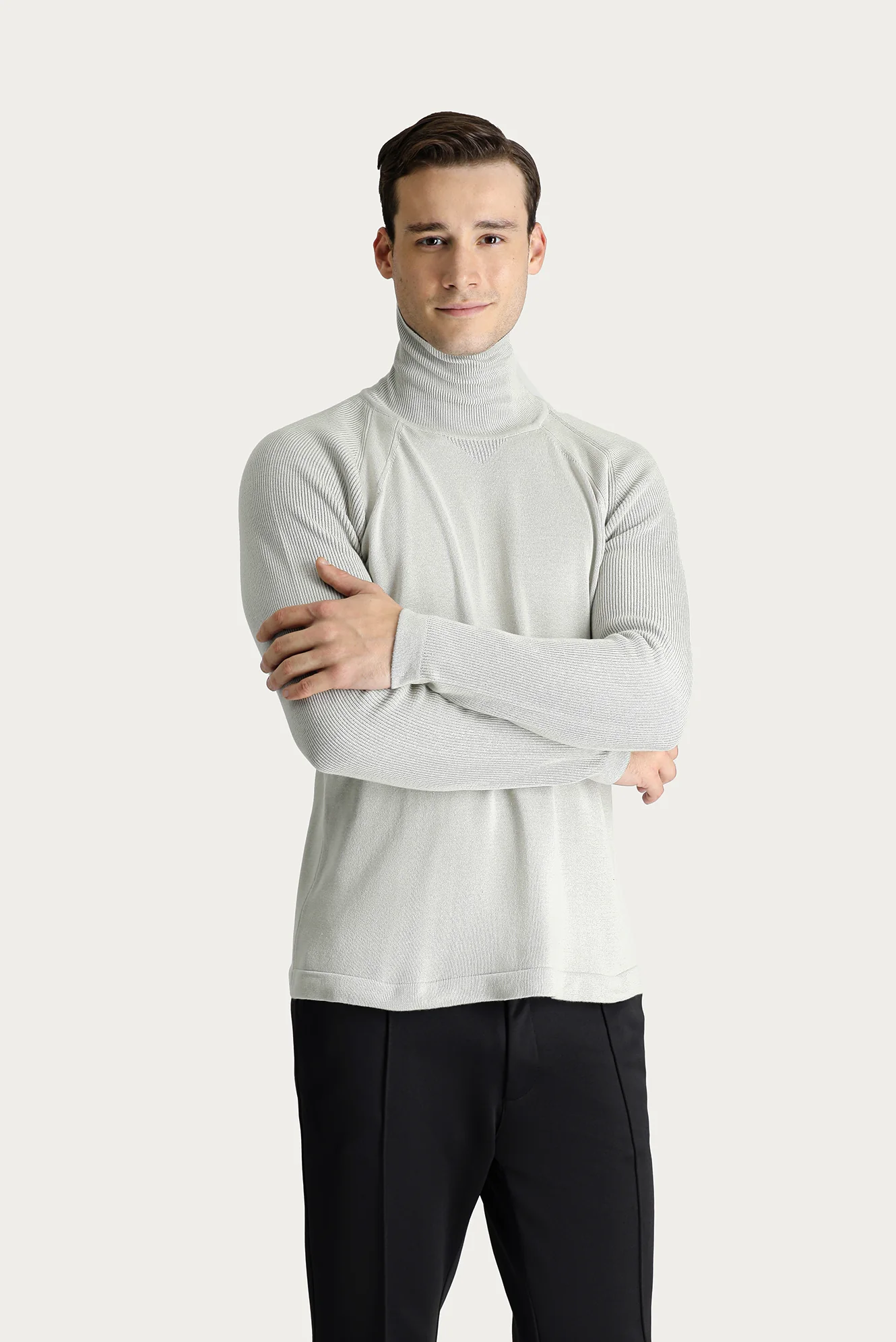 Taş Balıkçı Yaka Slim Fit Dar Kesim Desenli Pamuklu Triko Kazak - Image 3