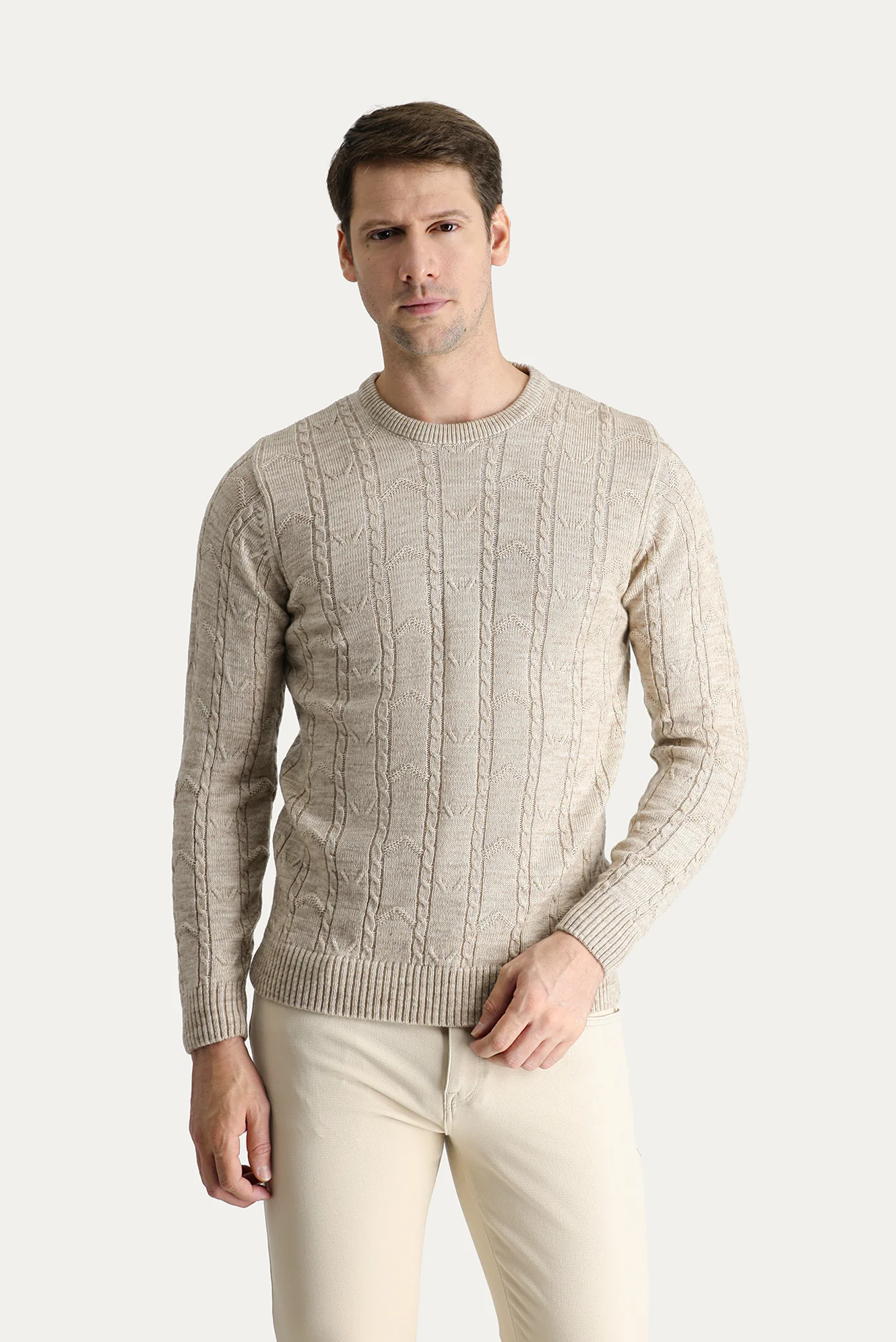 Taş Bisiklet Yaka Regular Fit Desenli Triko Kazak - Image 3