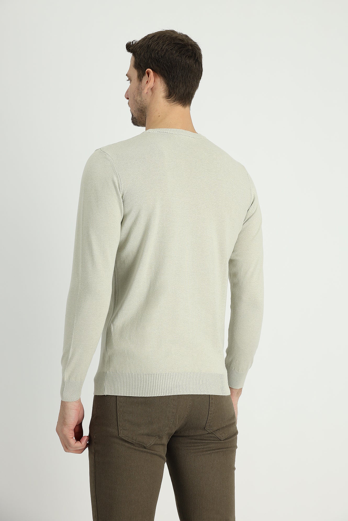 Taş Bisiklet Yaka Regular Fit Pamuklu Triko Kazak - Image 3