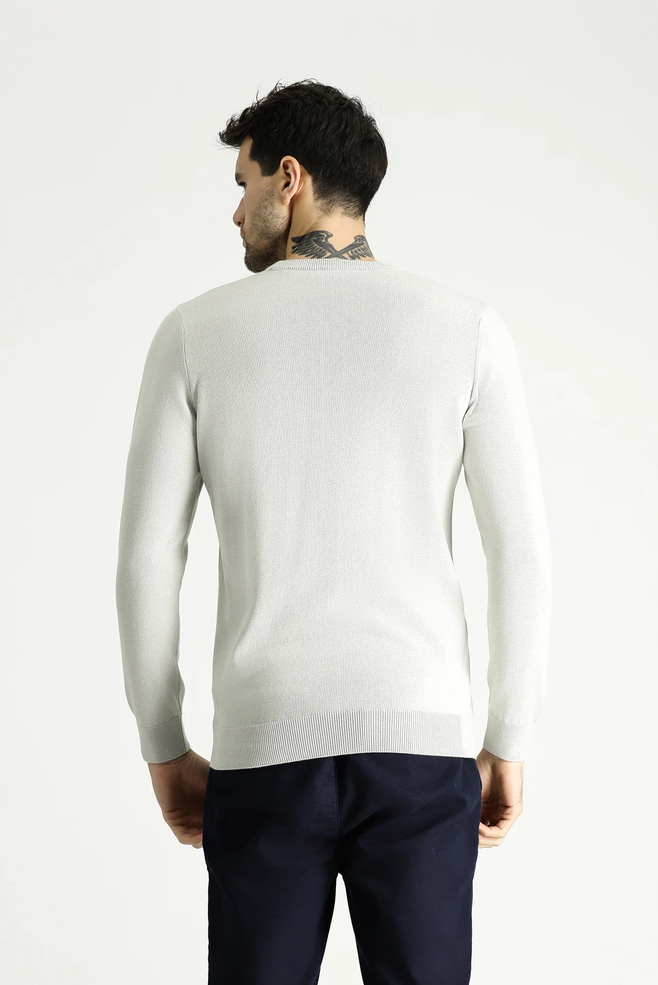 Taş Bisiklet Yaka Regular Fit Pamuklu Triko Kazak - Image 5