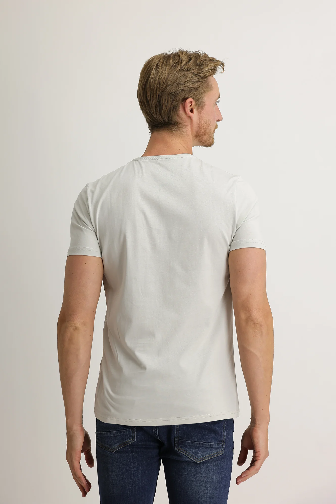 Taş Bisiklet Yaka Slim Fit Dar Kesim Pamuk Tişört - Image 4