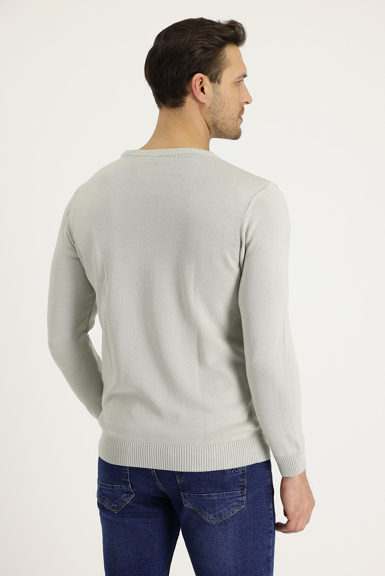 Taş Bisiklet Yaka Slim Fit Dar Kesim Desenli Triko Kazak - Image 3