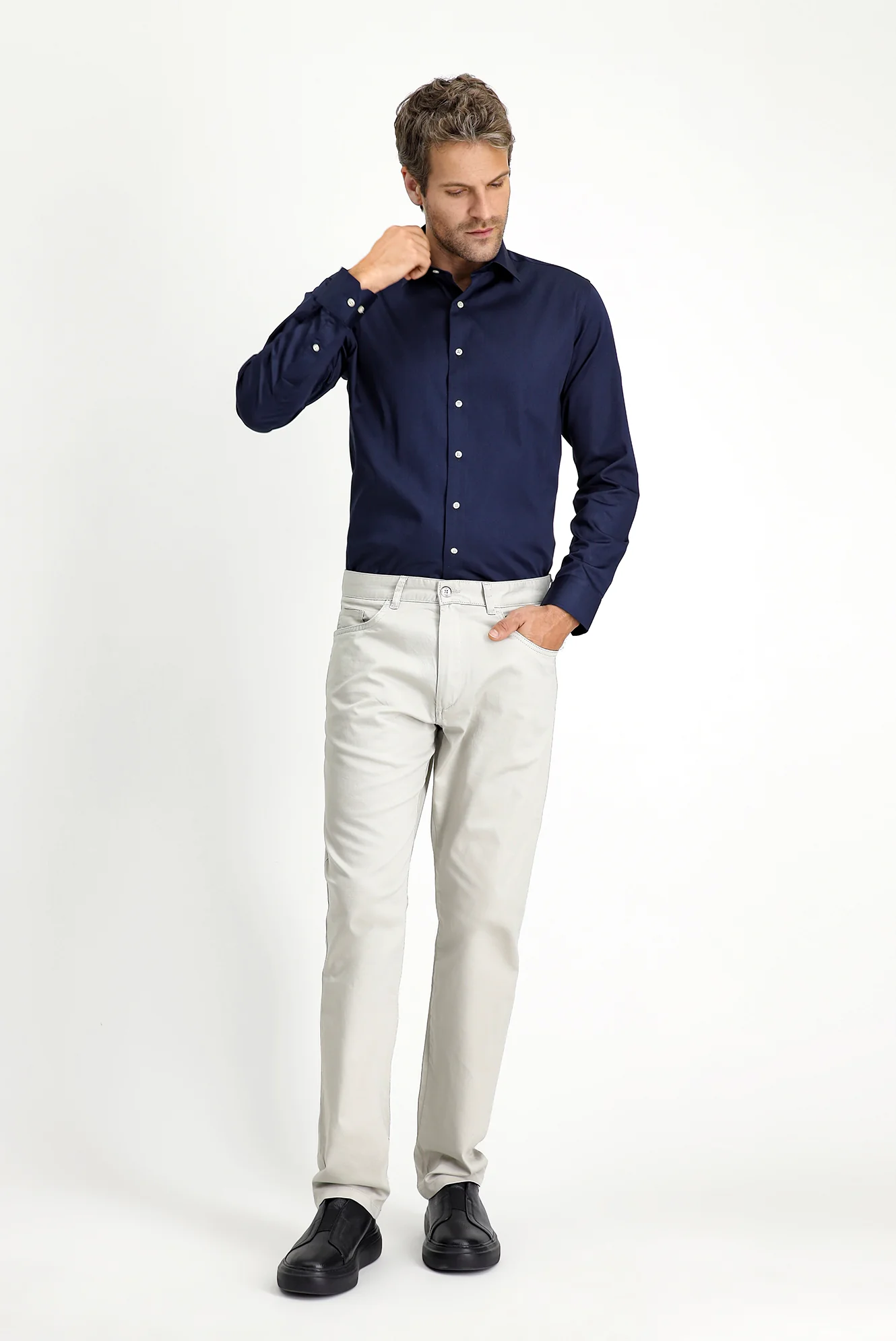 Taş Regular Fit Standart Kesim Likralı Kanvas / Chino Pantolon