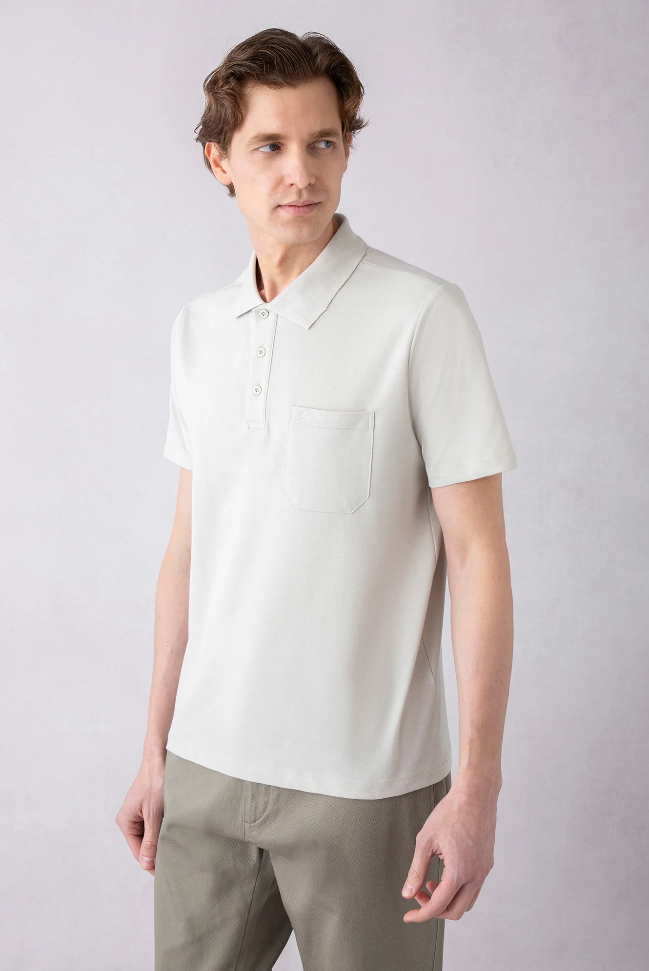 Taş Regular Fit Pamuklu Nakışlı Cepli Polo Yaka Tişört - Image 2
