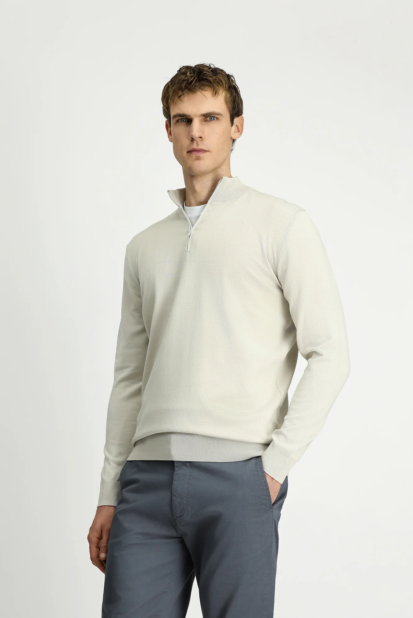 Taş Regular Fit Yarım Balıkçı Yaka Fermuarlı Triko Kazak - Image 4