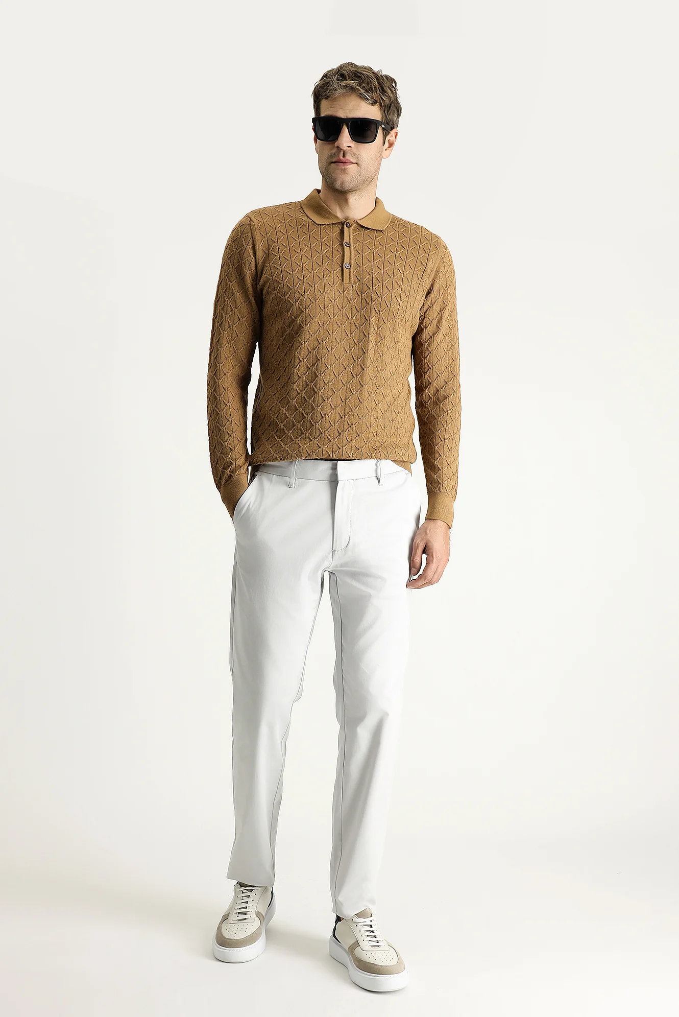 Taş Relaxed Fit Rahat Kesim Likralı Saten Kanvas / Chino Pantolon